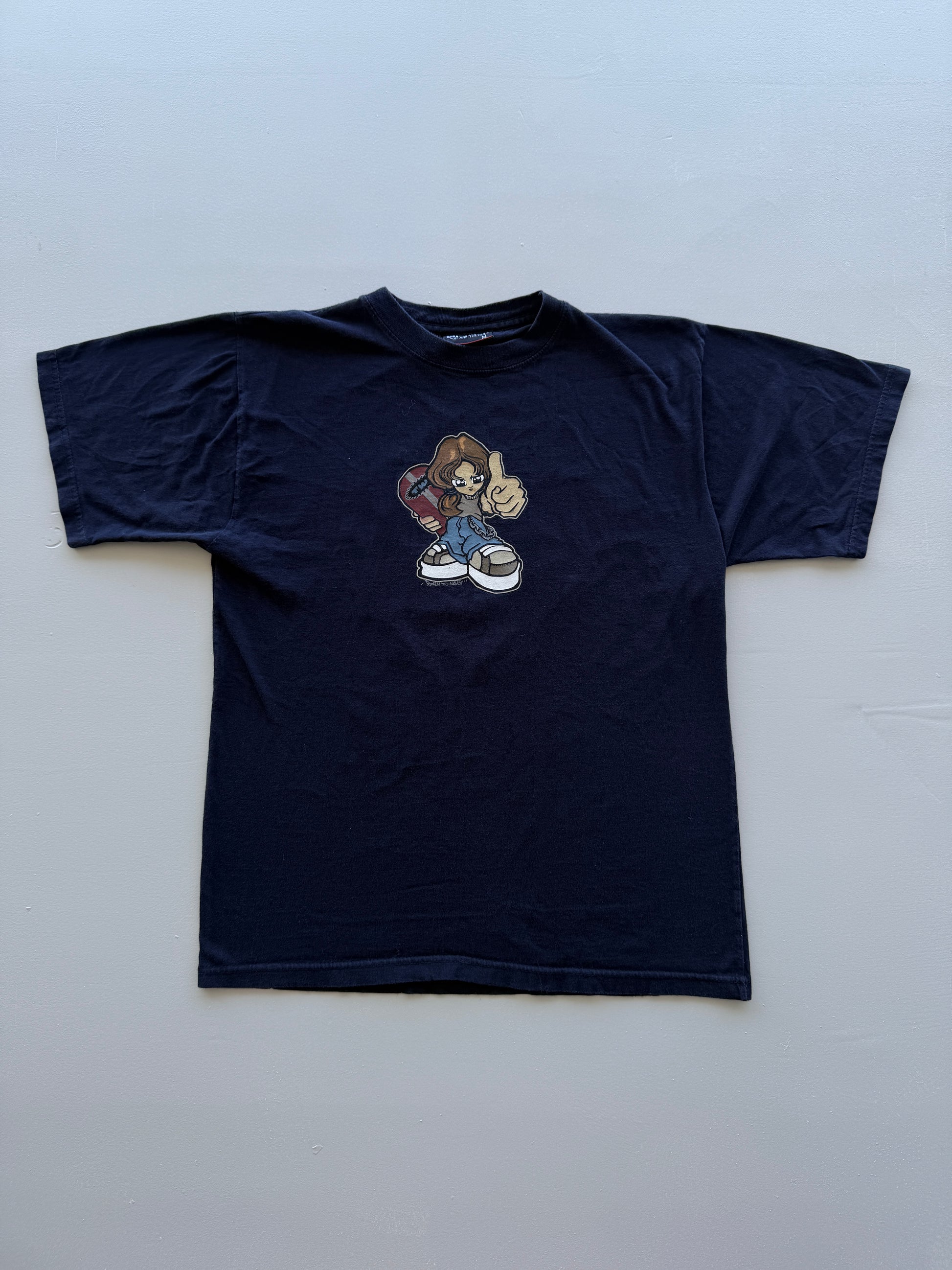 Navy Spirit Y2K Vintage Skate Graphic T-Shirt - Small