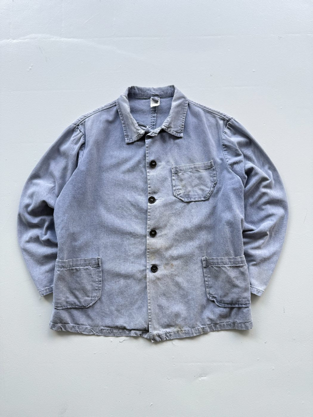 French Chore Vintage Faded Blue Cotton Work Jacket CH236 - Small