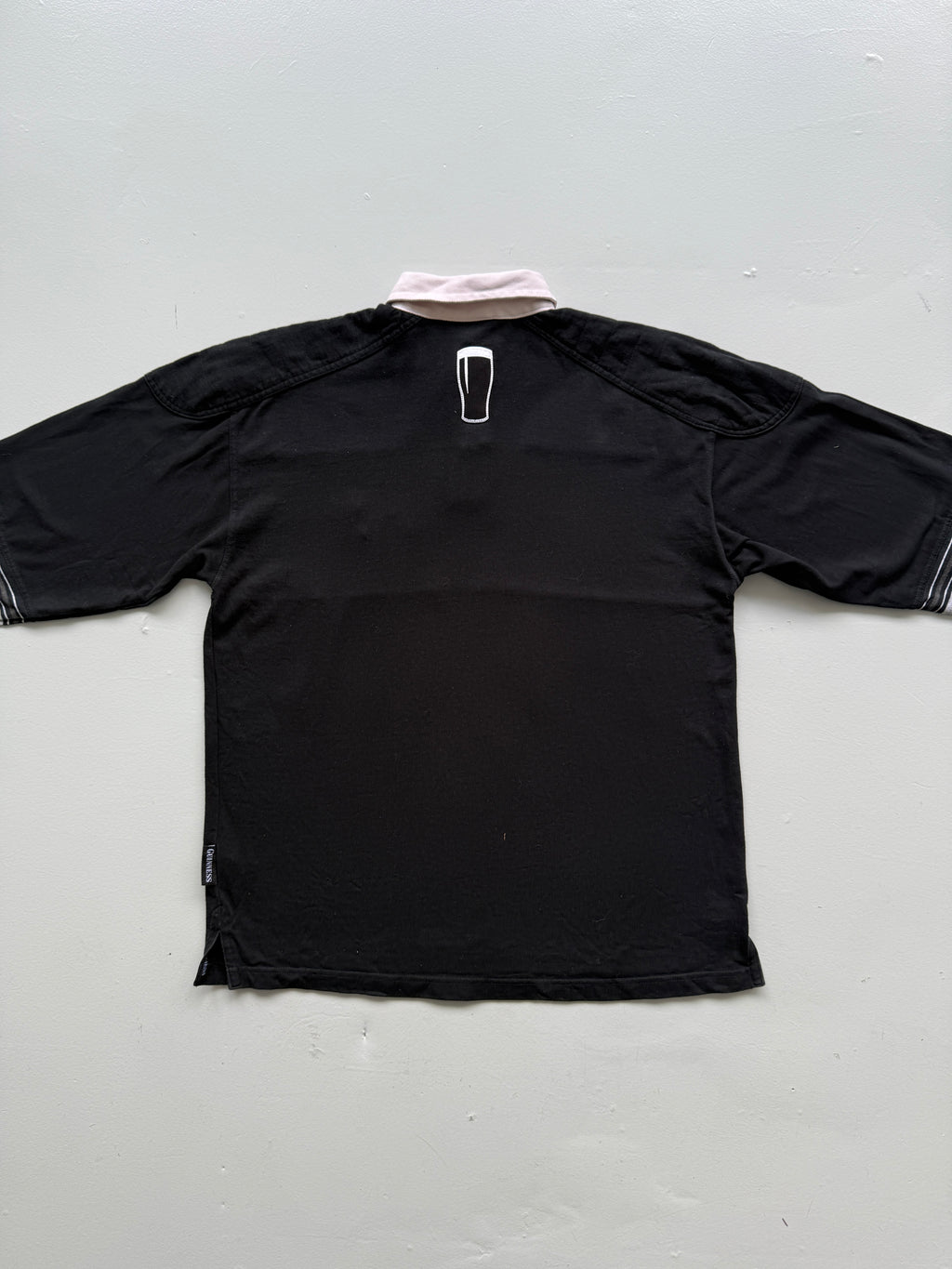 Black Guinness 00'a Vintage Long Sleeve Rugby Polo Jersey - Large