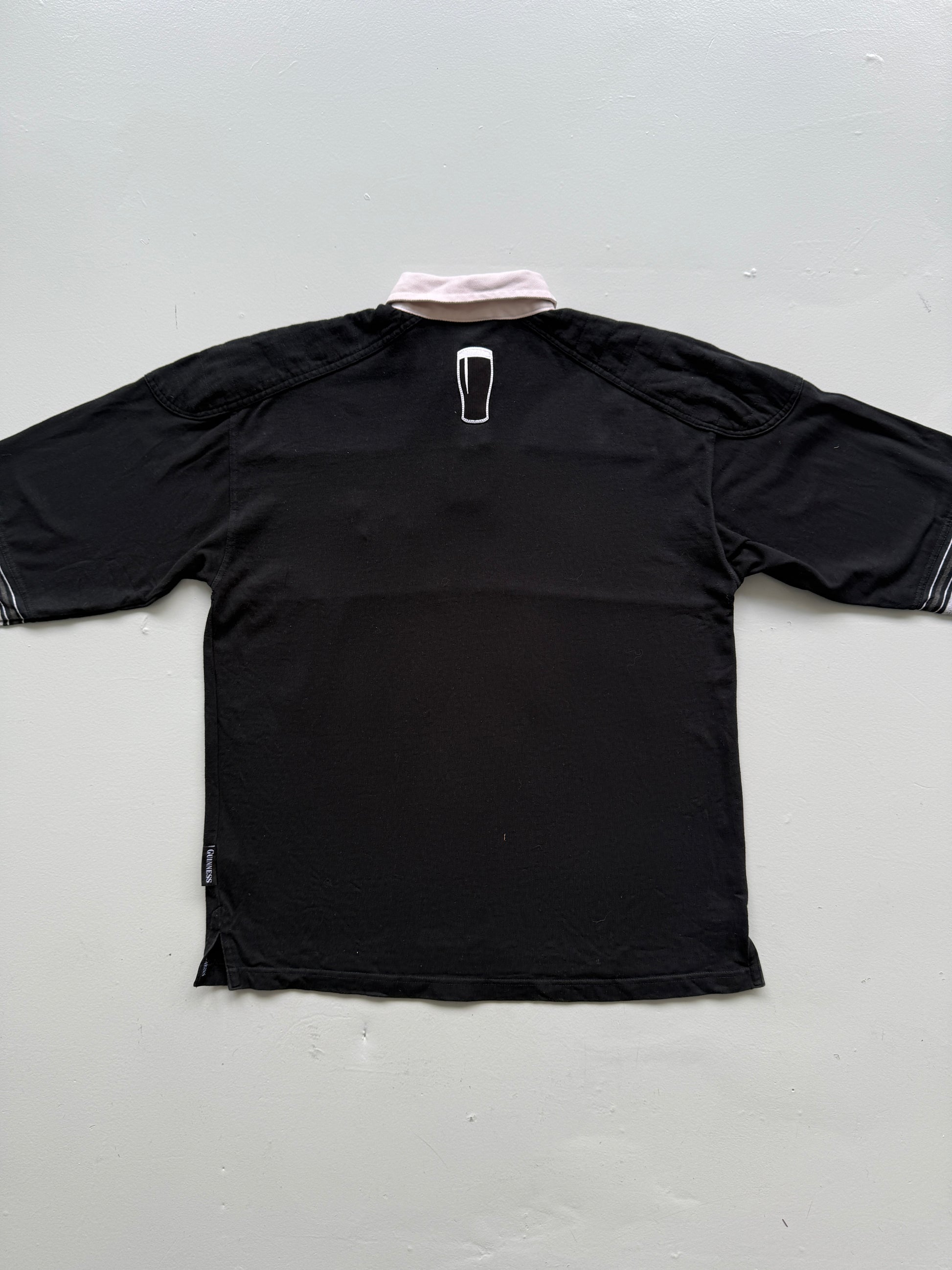 Black Guinness 00'a Vintage Long Sleeve Rugby Polo Jersey - Large