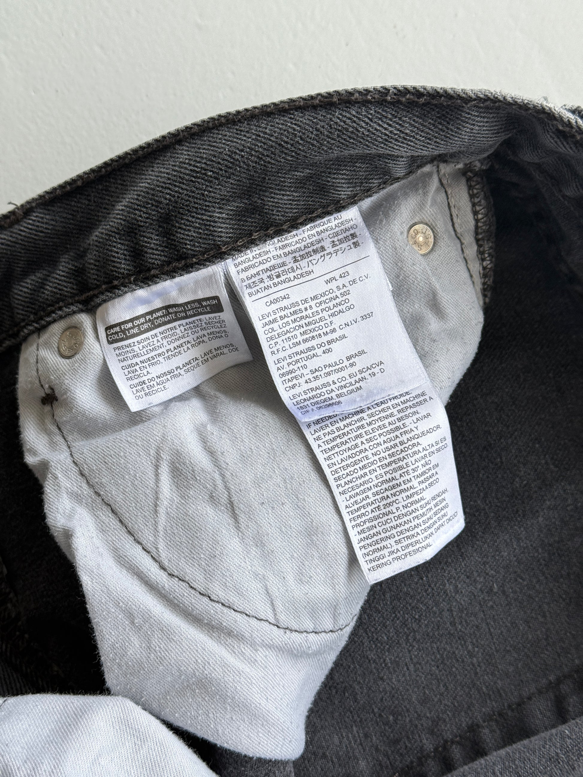 Grey Levi's 505 Denim Straight Leg Vintage Jeans - 32” x 28”