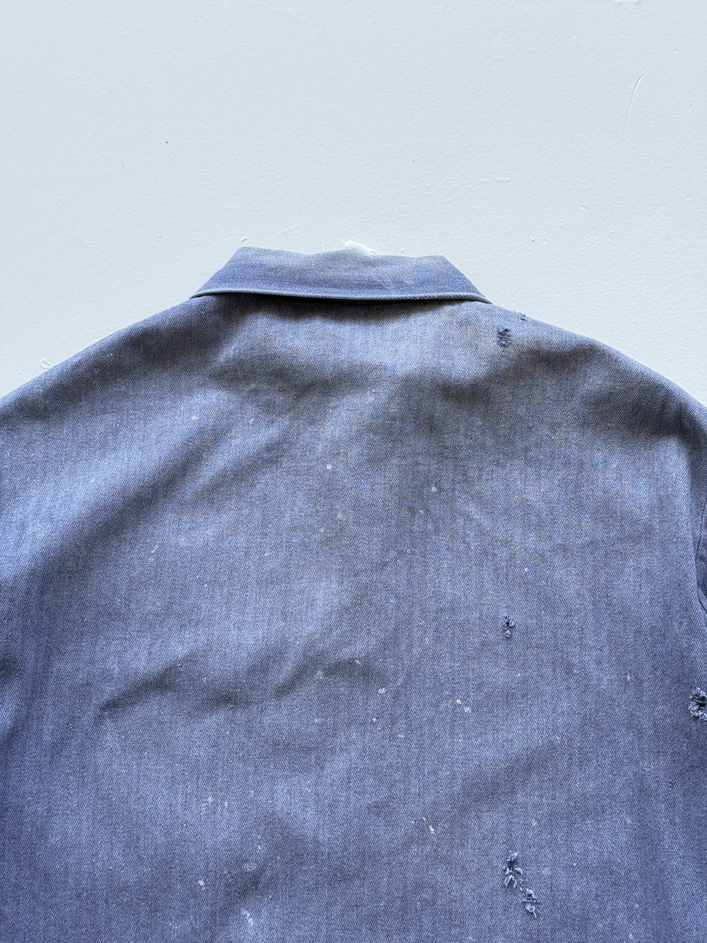 Faded Blue French Chore Jacket 80's Vintage Herringbone Workwear CH325 - Womens
