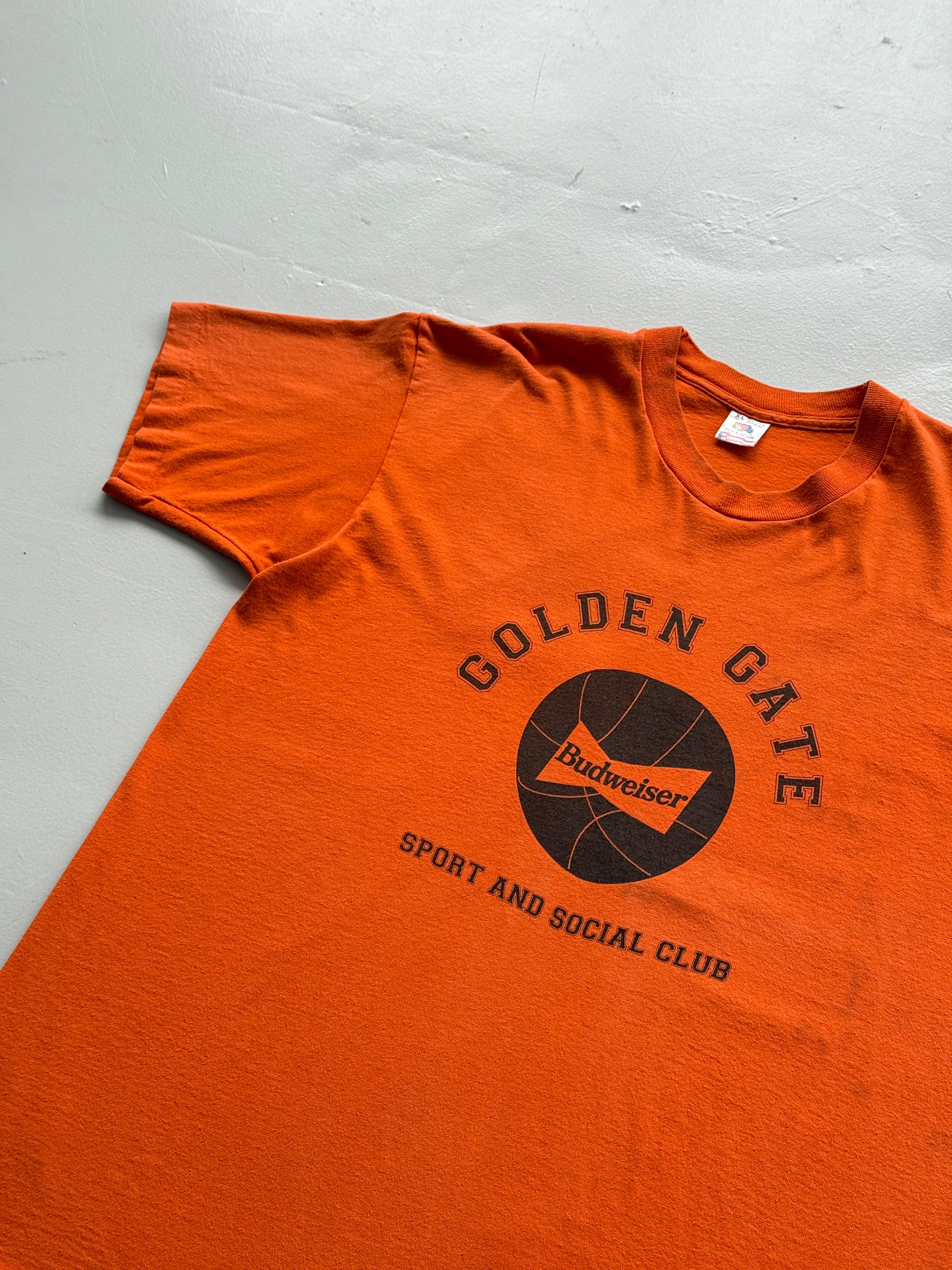Orange Budweiser 90's Vintage Single Stitch Graphic T-Shirt - XL