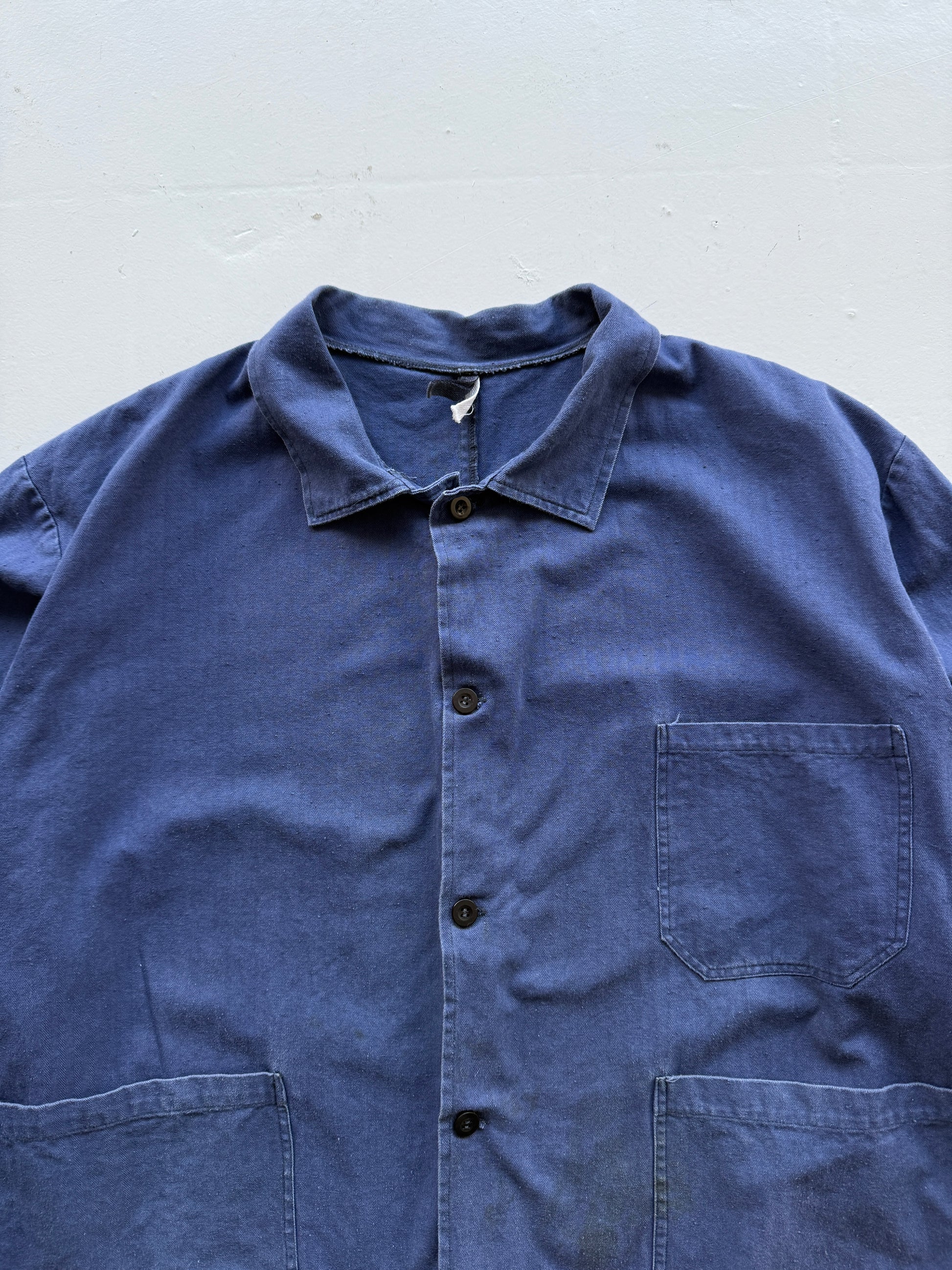 Herringbone Twill Navy French Workwear 80’s Vintage Chore Jacket CH027 - 2XL