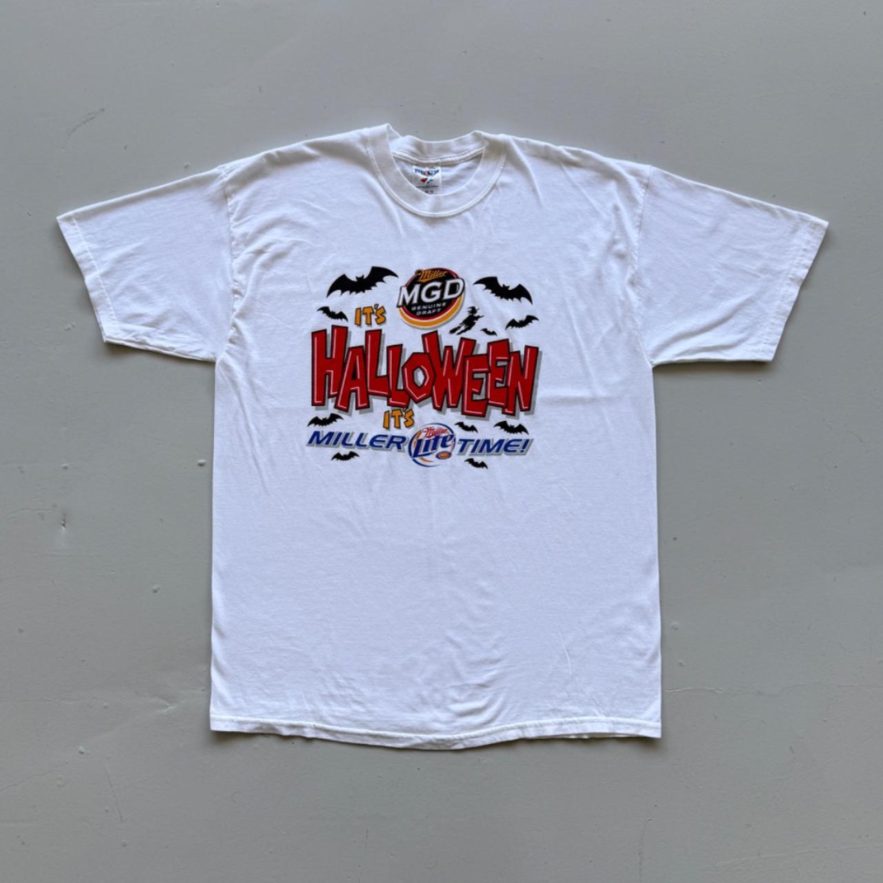 White Halloween 00's Miller Beer Vintage T-shirt - XL