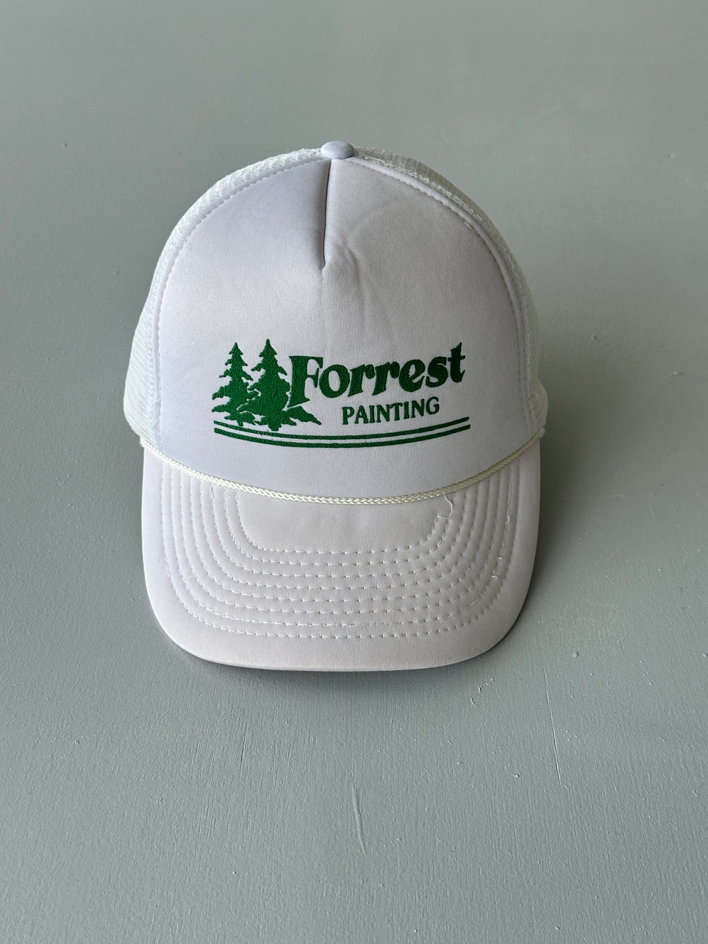 White Forrest Painting 90's Vintage Foam and Mesh SnapBack Trucker Cap