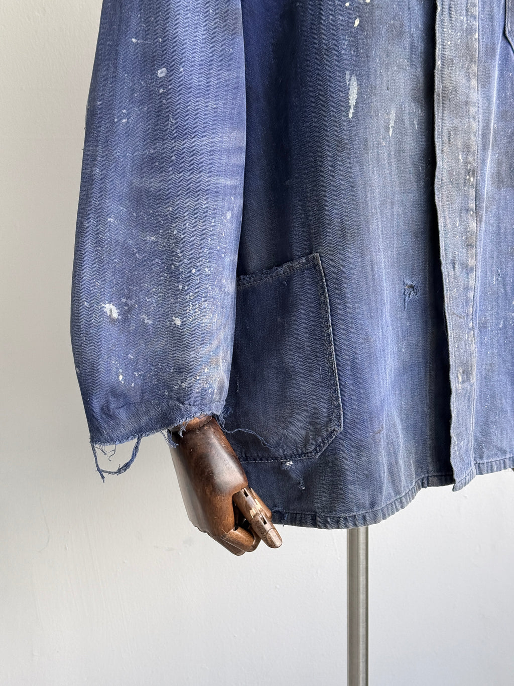 Thrashed Blue French Vintage Workwear Chore Jacket CH371 - XL
