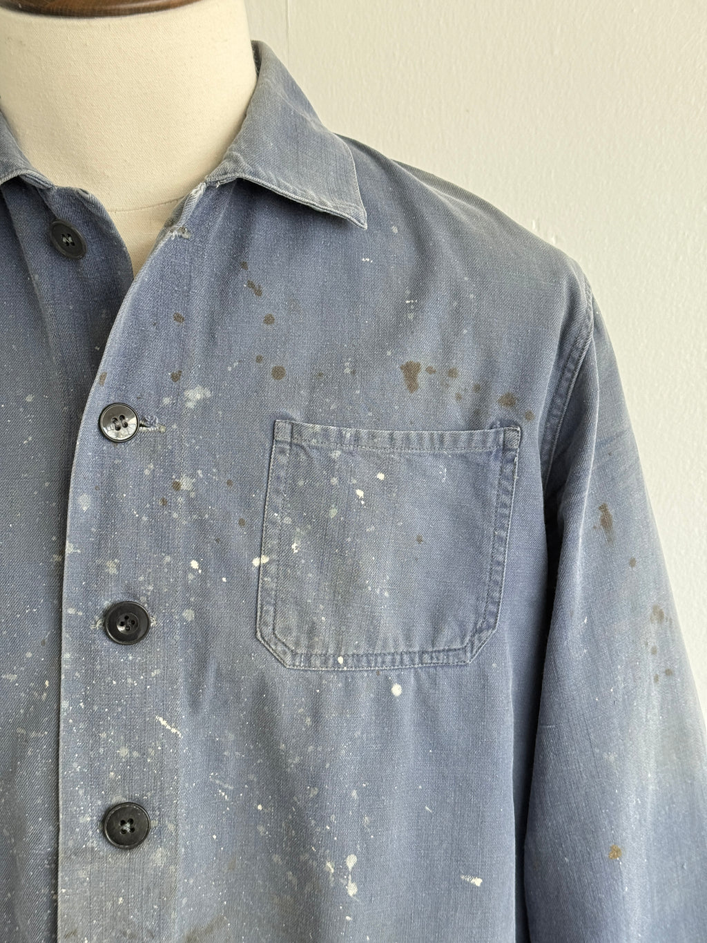 Thrashed Blue French Vintage Workwear Chore Jacket CH359 - Small