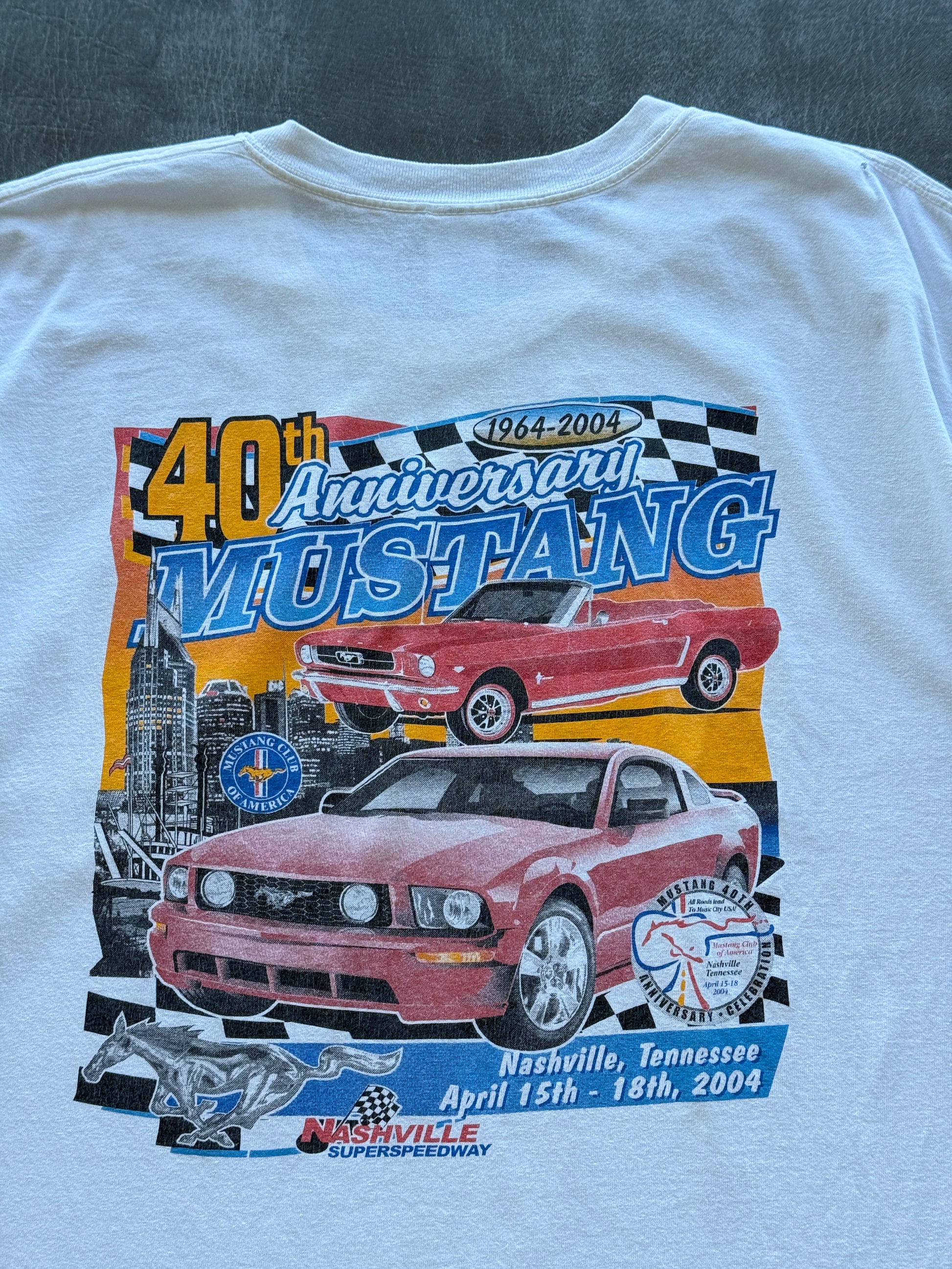 White Mustang Club 40th Anniversary Car Meet 2004 Vintage Graphic T-Shirt - XL