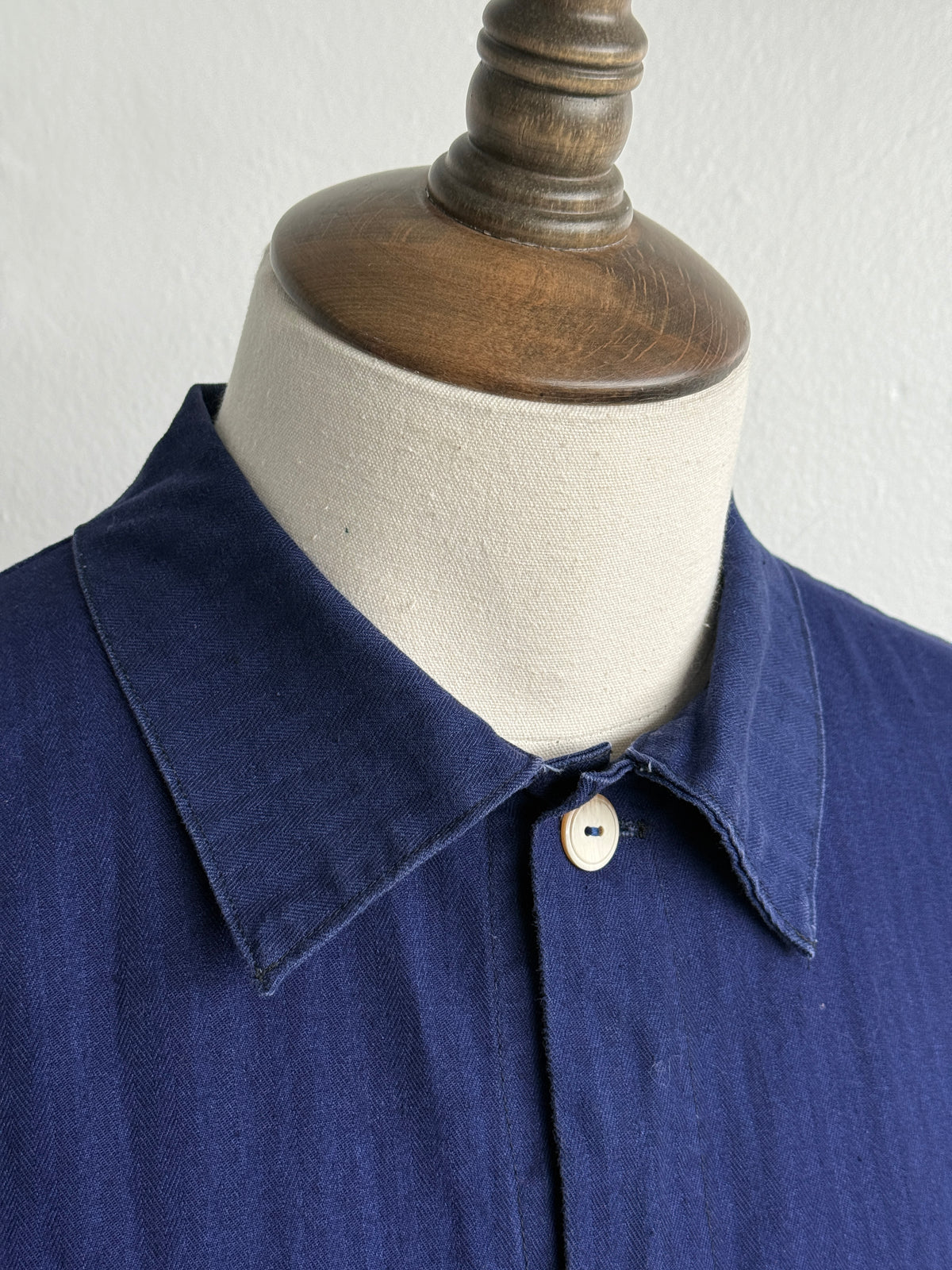 Indigo Blue Herringbone German Vintage Workwear Chore Jacket CH524 - Medium
