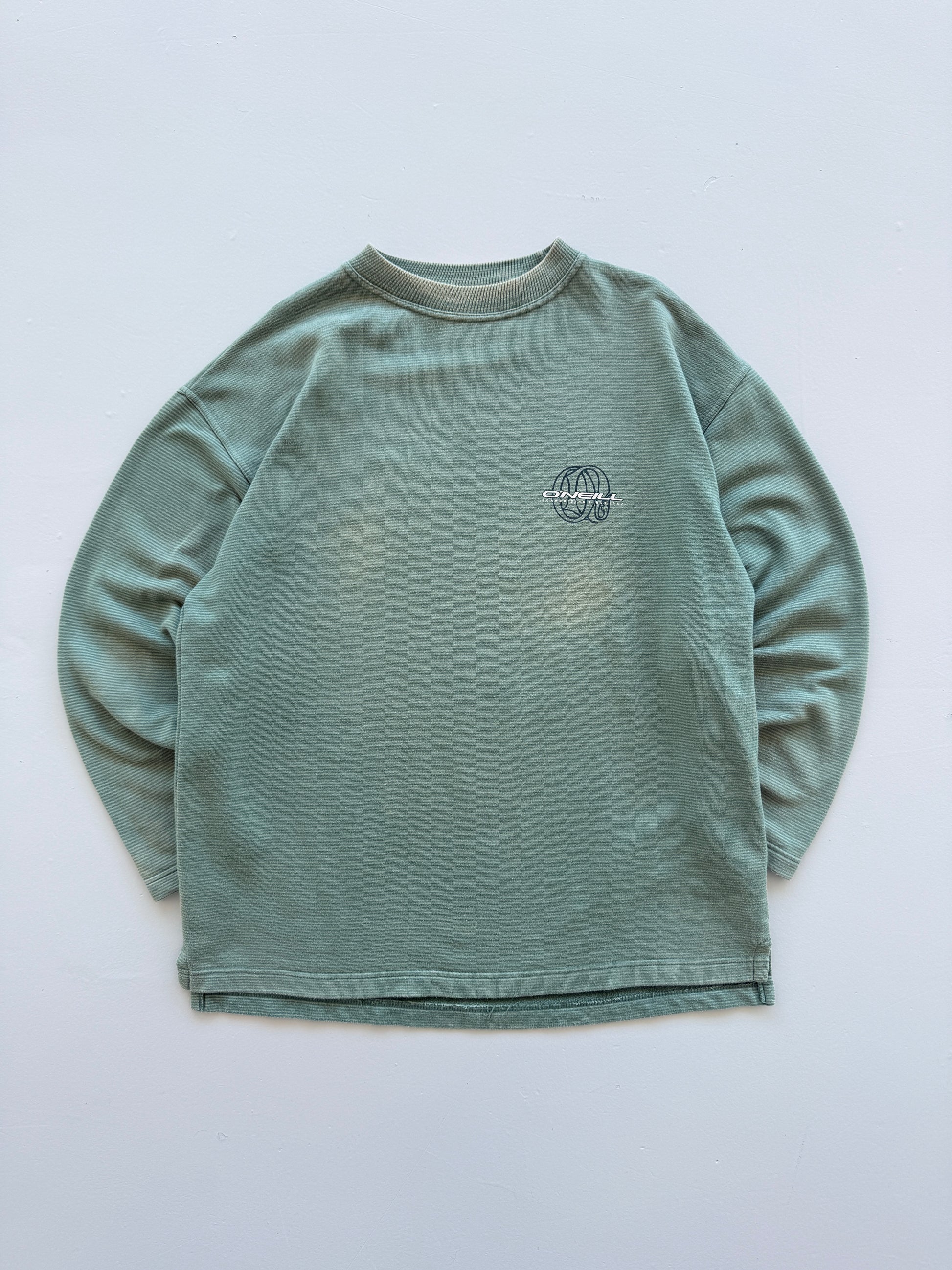 Green Striped O'Neill 90's Vintage Sun Faded Surfer Graphic Sweatshirt - XL