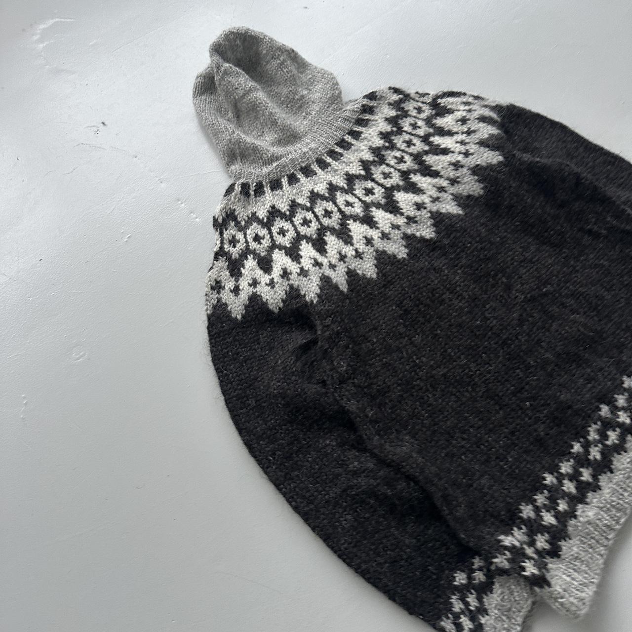Charcoal Grey Hand Made 80s Vintage Woollen Knit Full-Zip Jumper / Hoodie - Large