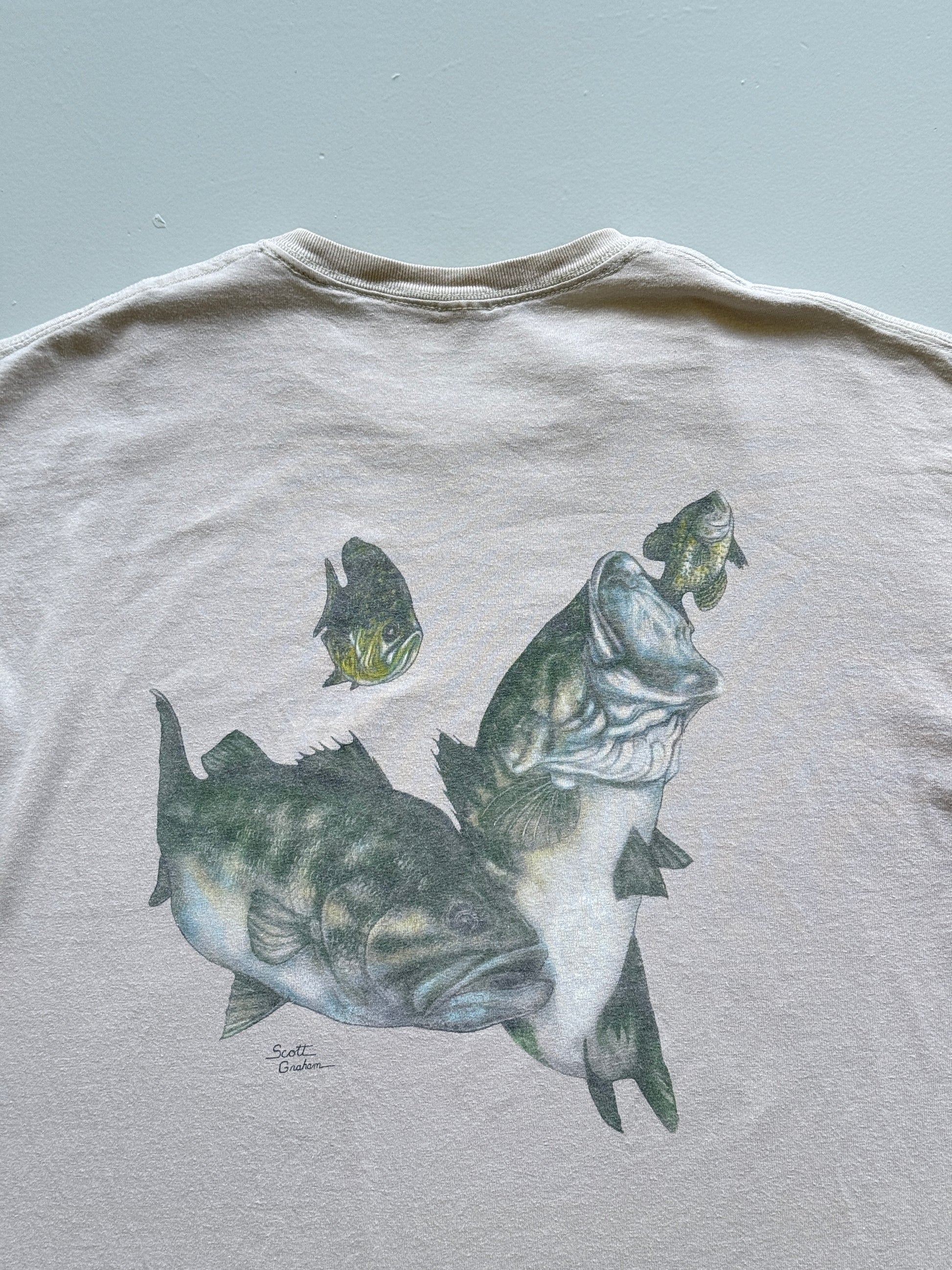 Cream Fishing Guide 90's Vintage Graphic Tourist T-Shirt - XL