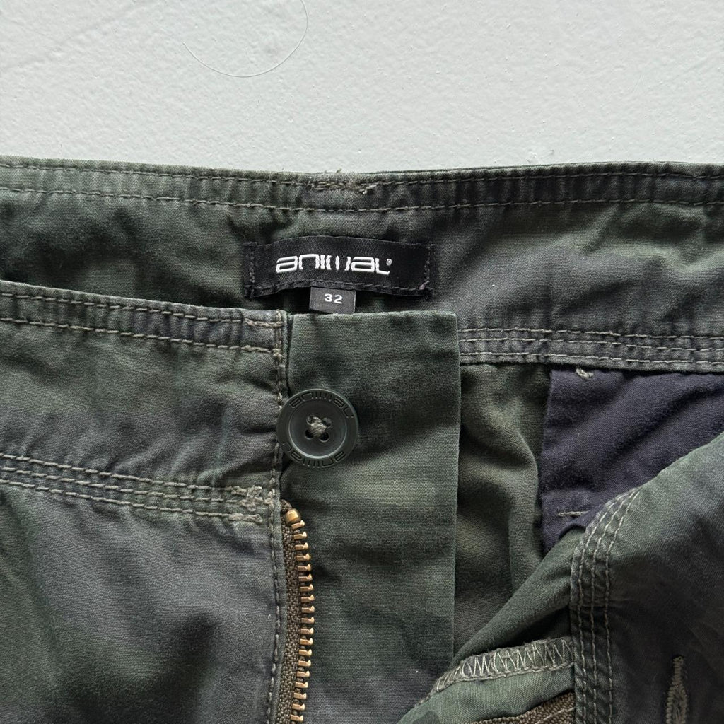 Dark Green Animal Surfwear Cotton 00’s Cargo Shorts - 32"