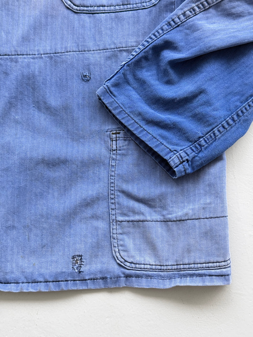 Faded Blue Pionier 70's Herringbone Cotton Vintage Workwear Chore Jacket CH380 -