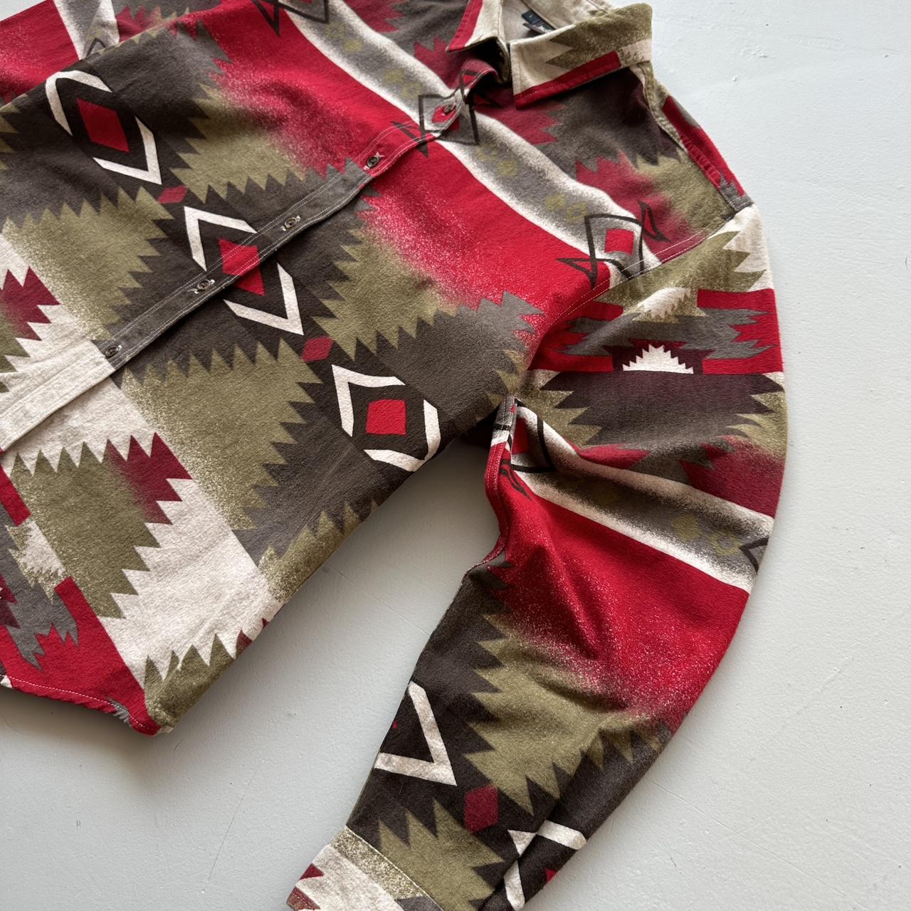 Patterned Woolwich Red / Brown Aztec Western Women’s Vintage Shirt - Large