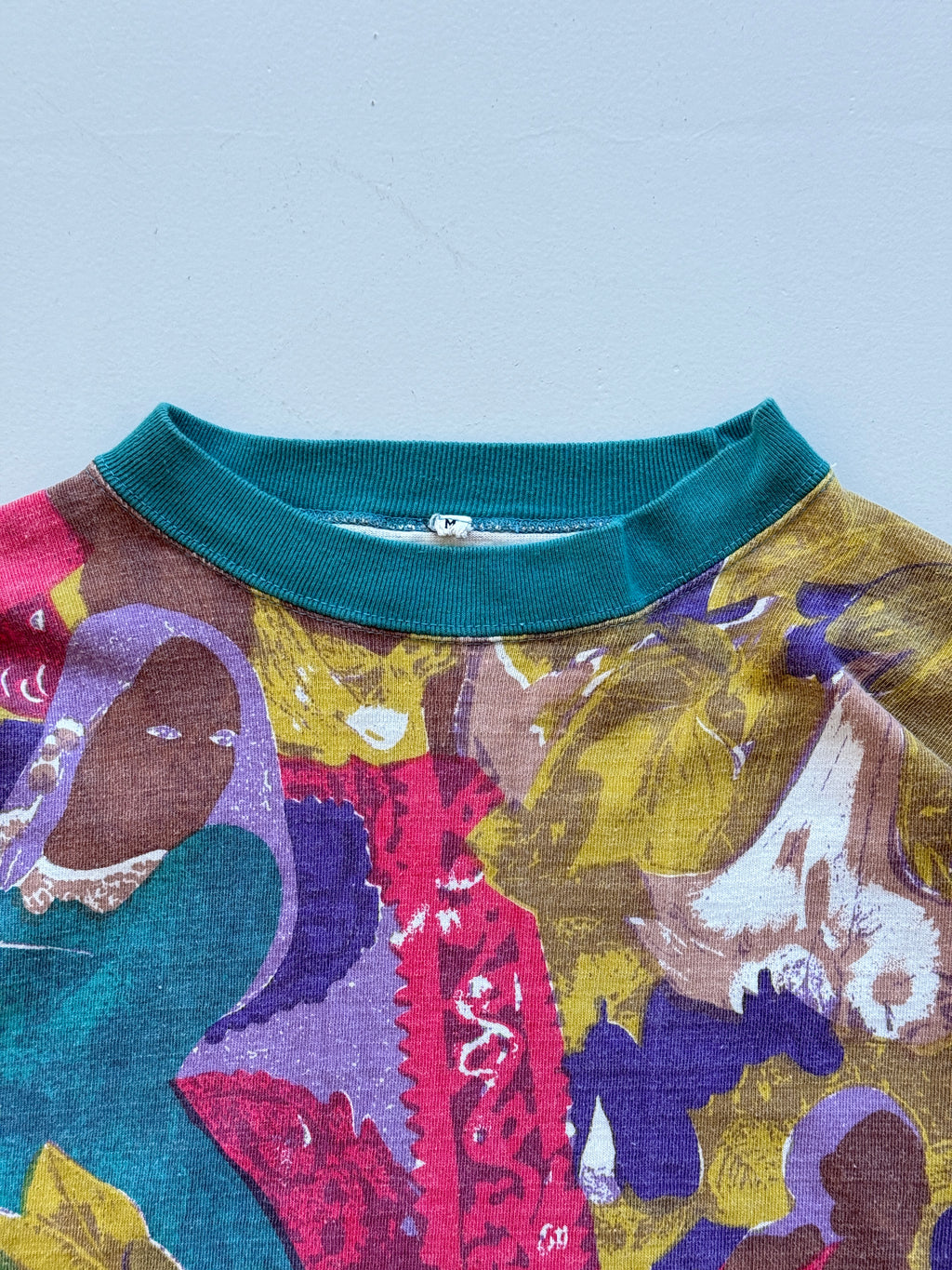 Yellow illustrated 90's Vintage African Women Long Sleeve T-Shirt- Medium