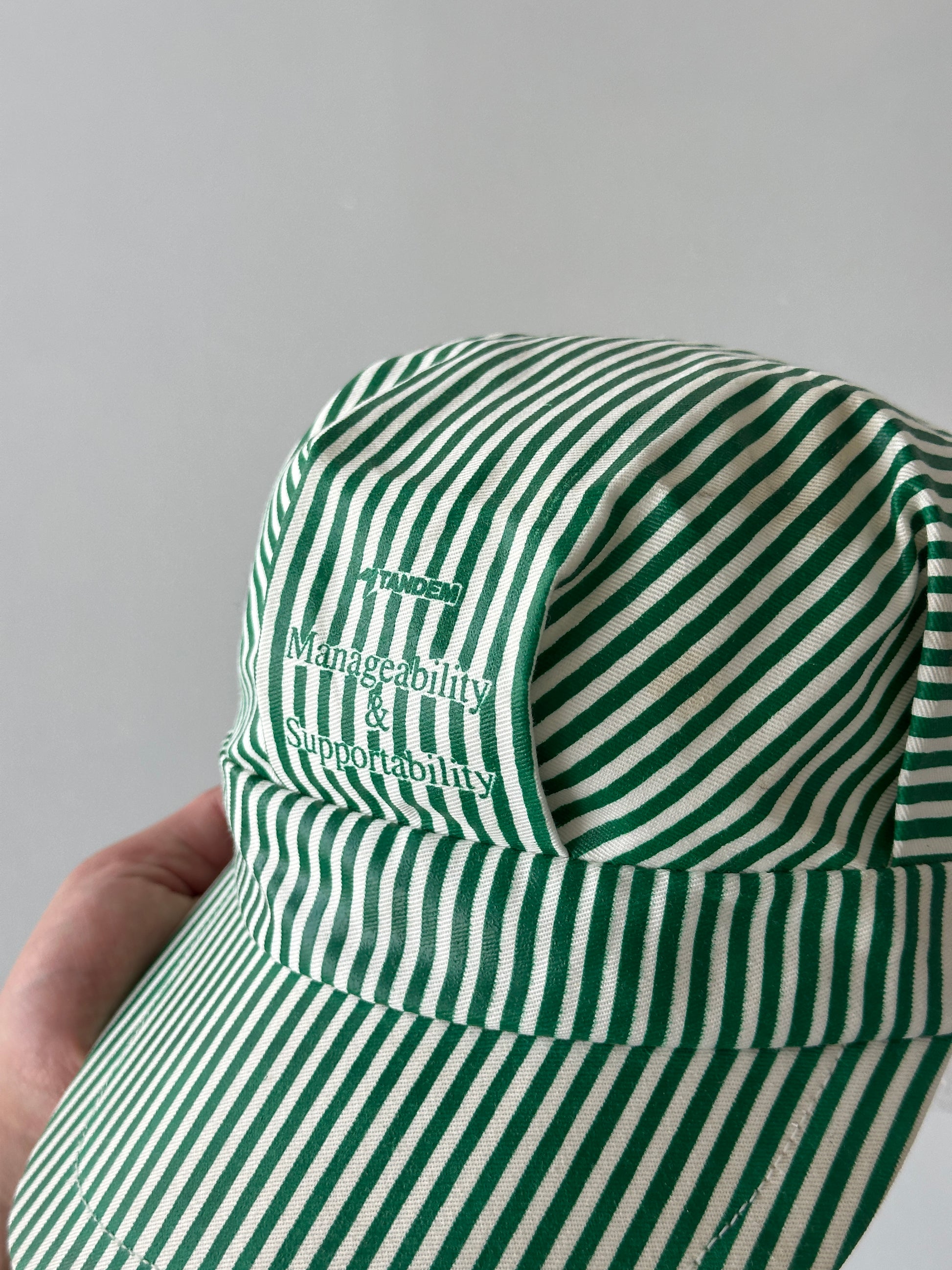 Green & White Tandem Striped 90's Vintage SnapBack Trucker Cap