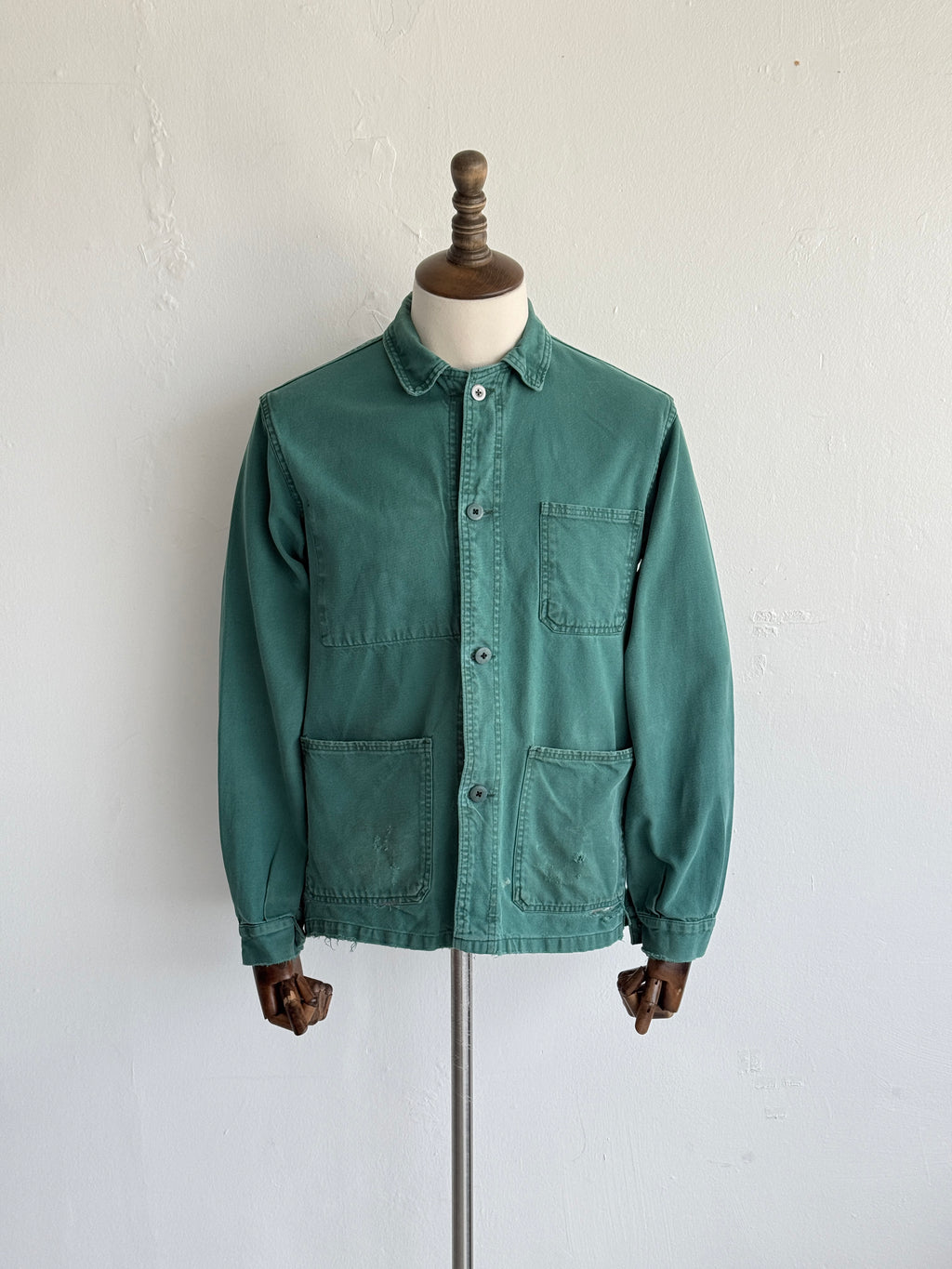 Thrashed Green French 70's Vintage Workwear Chore Jacket CH518 - Small
