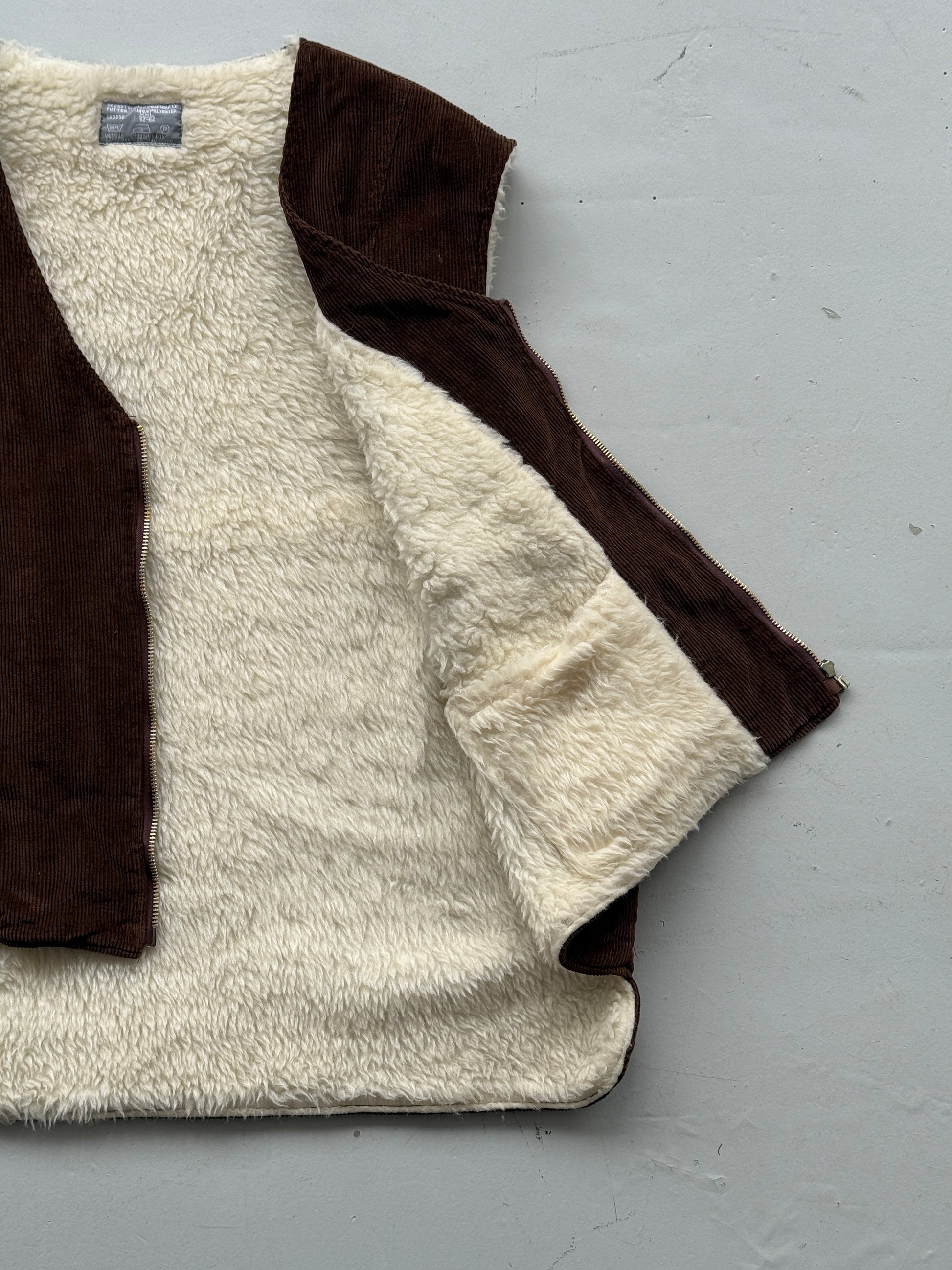 Brown Corduroy 90's Vintage Fleece Lined Vest - XL
