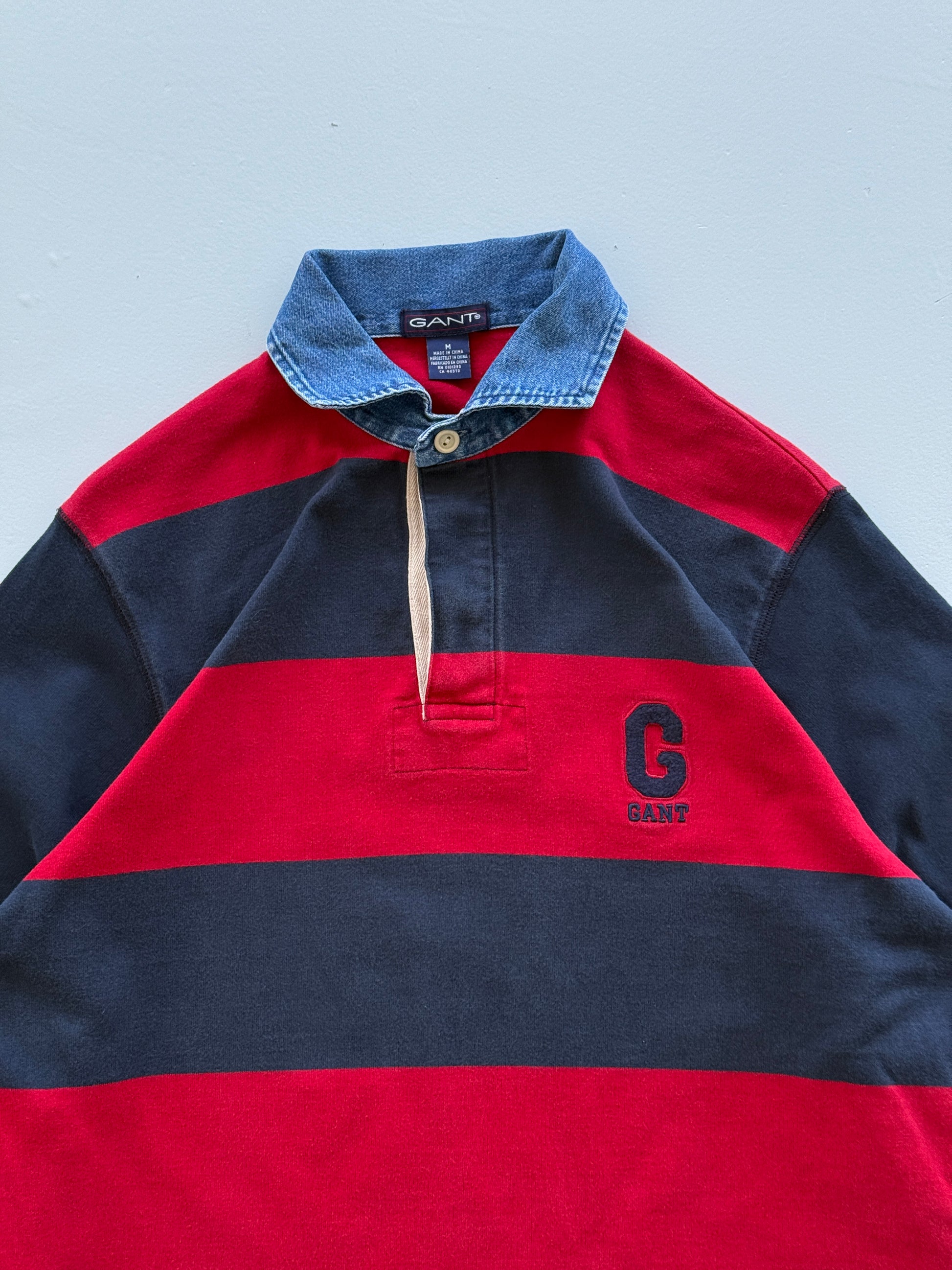 Red Navy GANT 00's Vintage Rugby Polo Shirt - Medium
