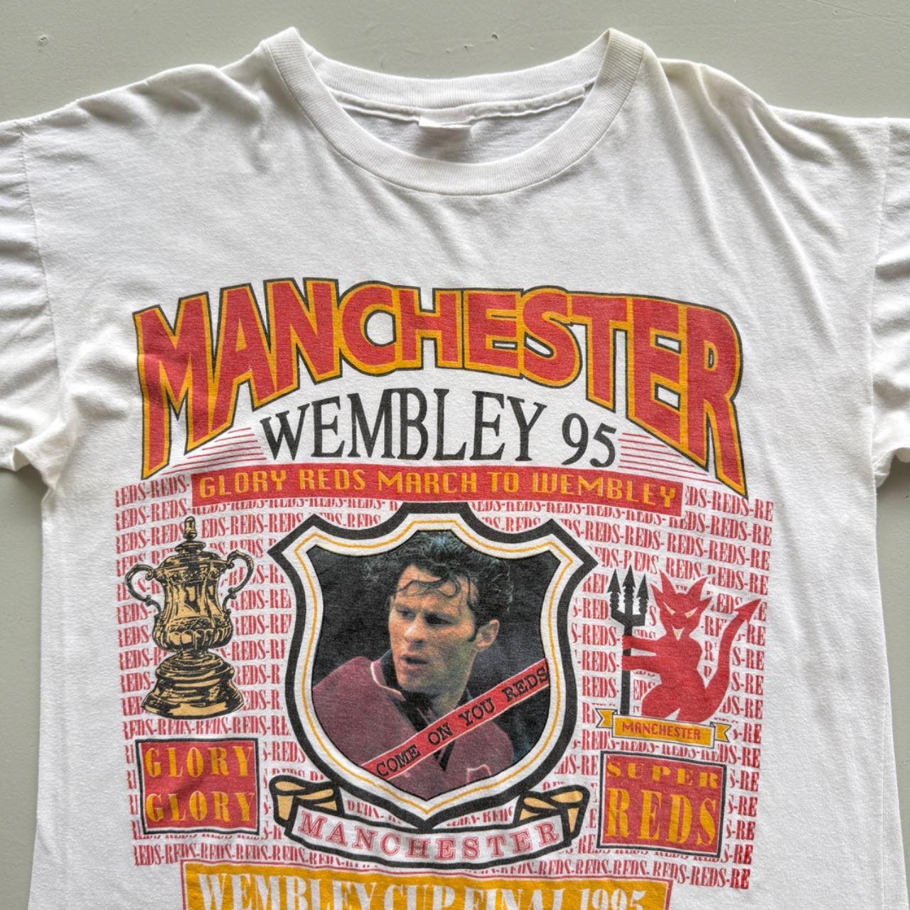 White Manchester United 90s Vintage FA Cup Champions T-Shirt - Large