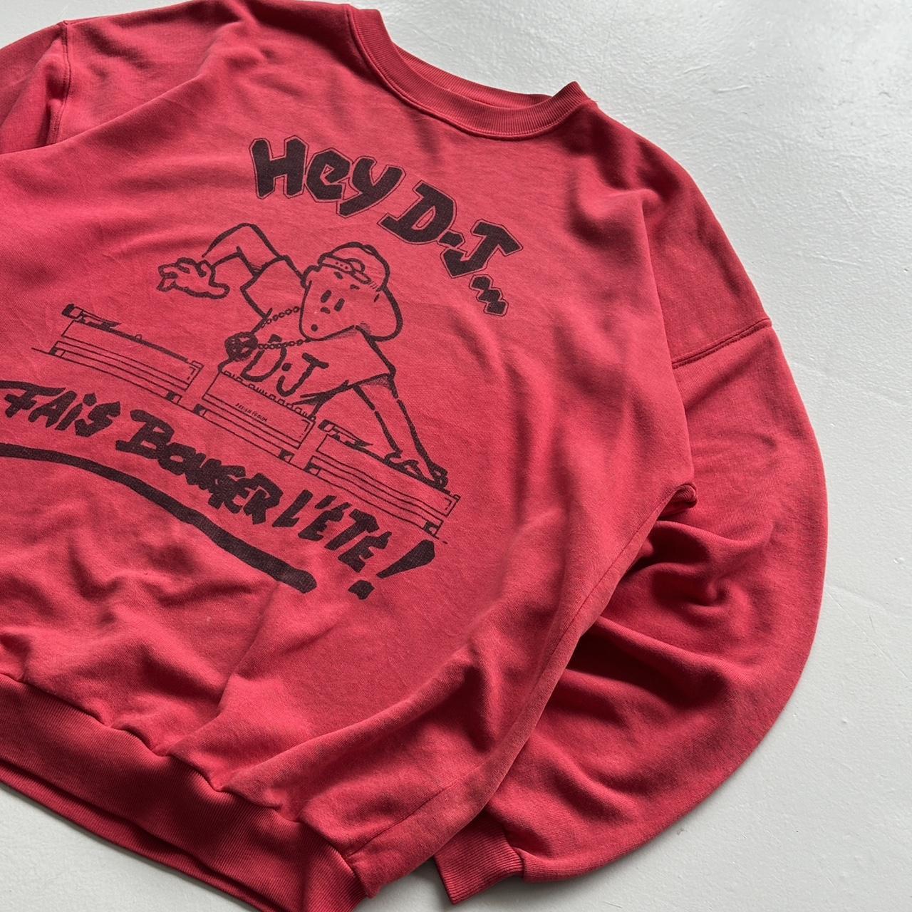 Burgundy Red French Cartoon DJ 90’s Vintage Graphic Sweatshirt - Large