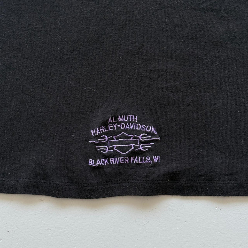 Black Harley Davidson 00's Y2K T-Shirt - Womens Medium