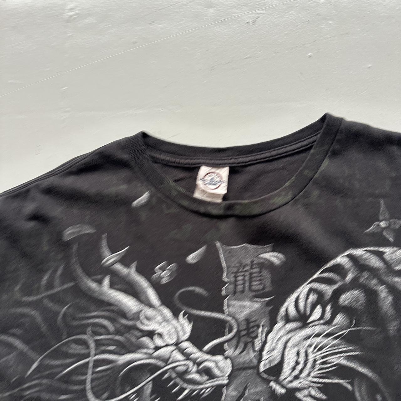 Black Tribal Gothic Y2K 00s Vintage Graphic T-Shirt - 2XL
