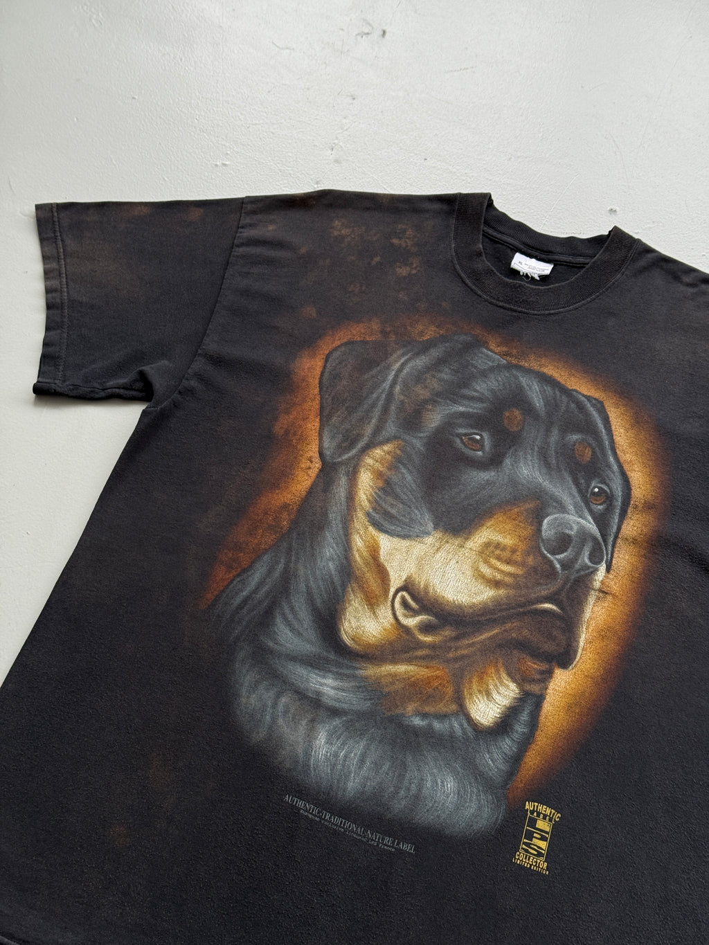 Black Rottweiler Dog Late 90's Vintage Graphic T-Shirt - XL