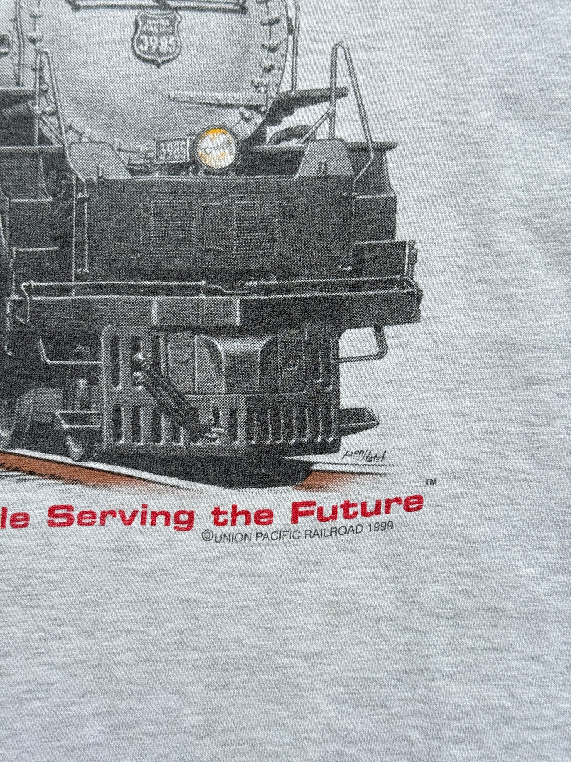 Grey Union Pacific 00's Vintage Train Graphic T-Shirt - XL