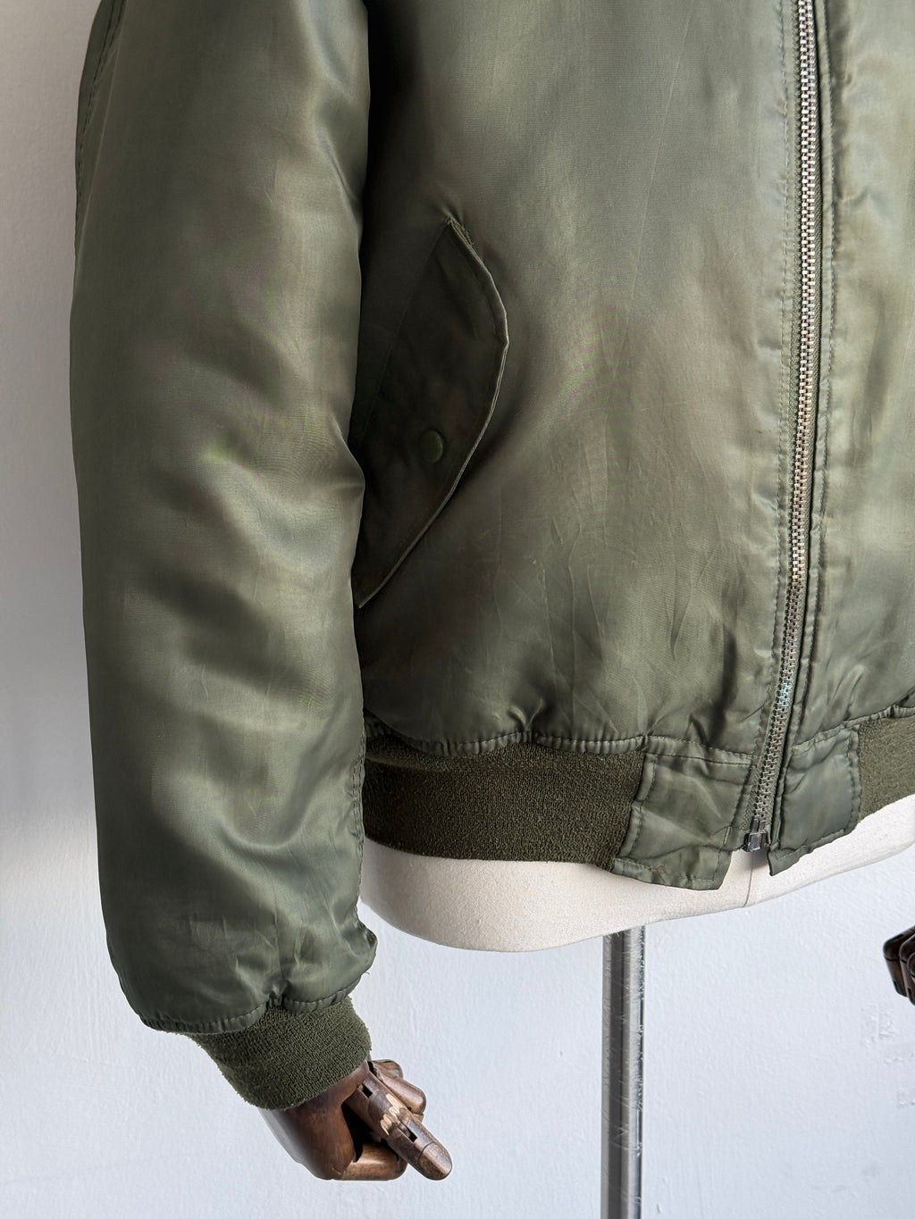 Olive Green MA-1 Style 90's Vintage Bomber Jacket - Medium