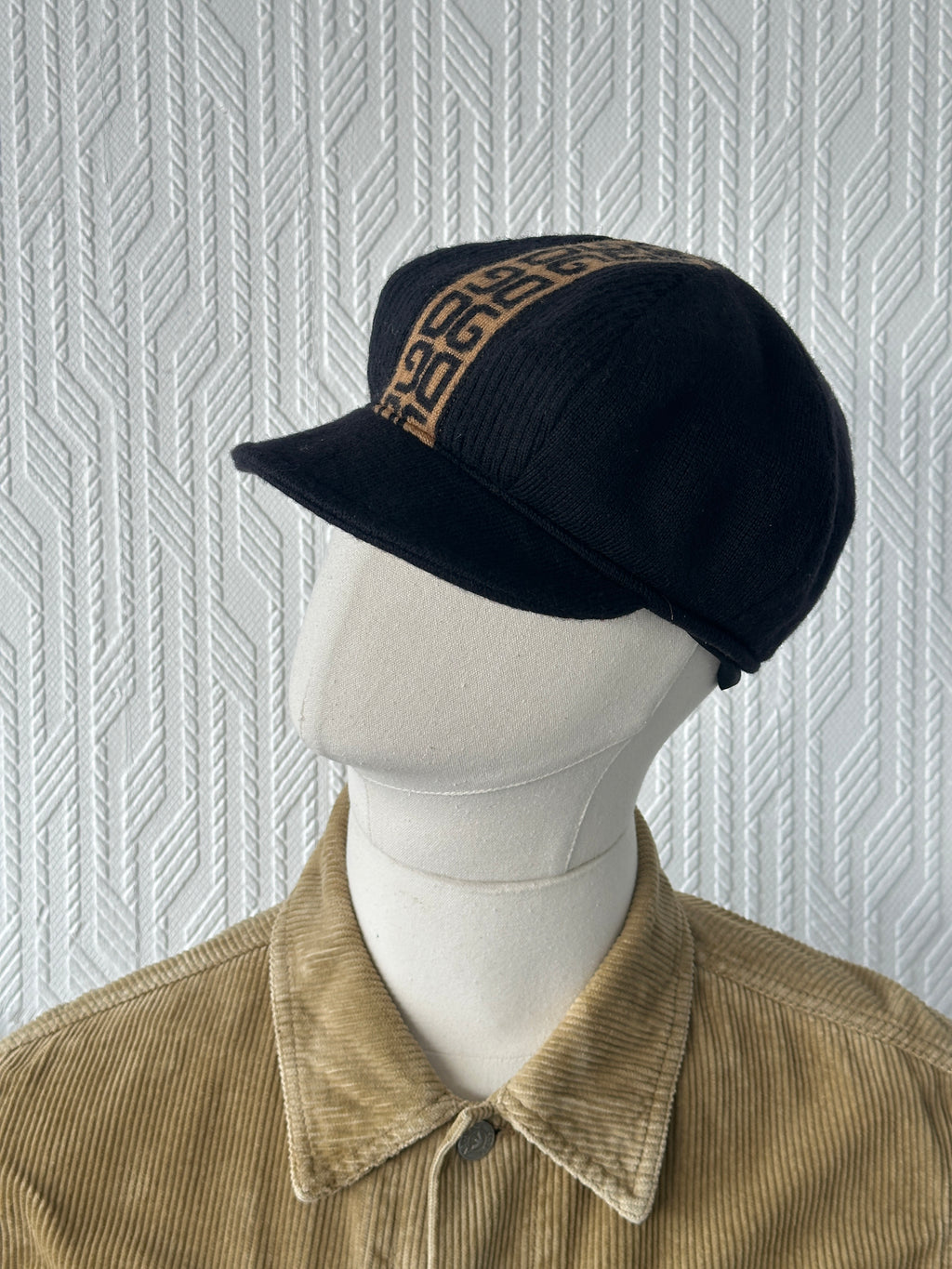 Black Dolce & Gabbana DG Monogram Vintage Wool Newsboy Cap