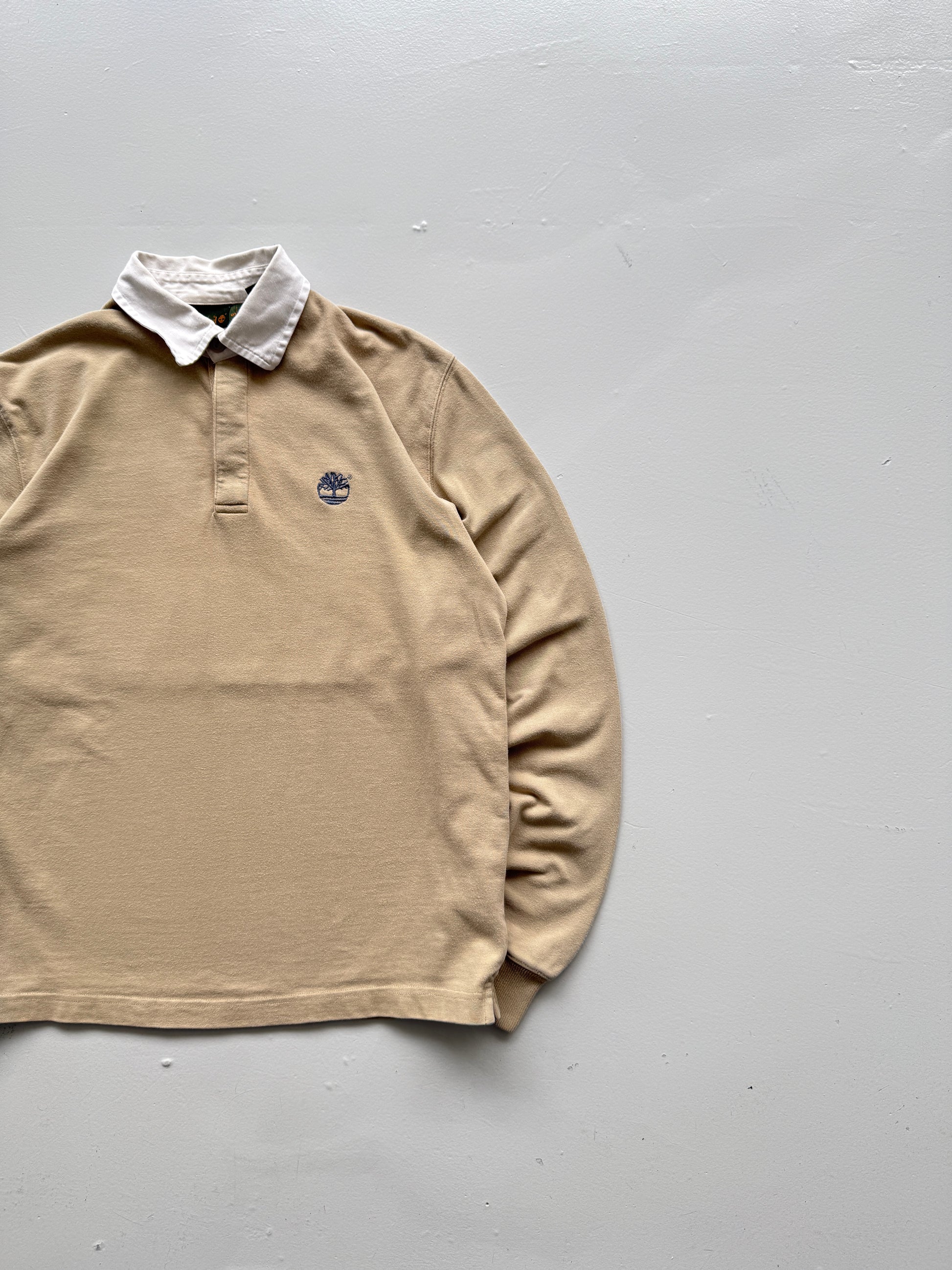Cream Timberland 00's Vintage Long Sleeve Rugby Polo Jersey - Small