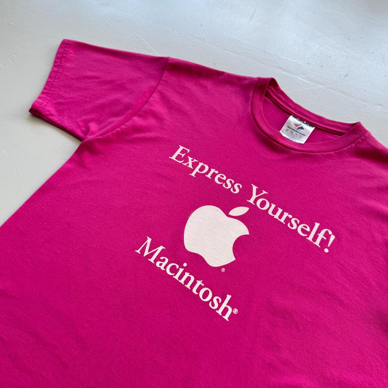 Pink Apple Computer 00s Vintage Macintosh Graphic T-Shirt - Small