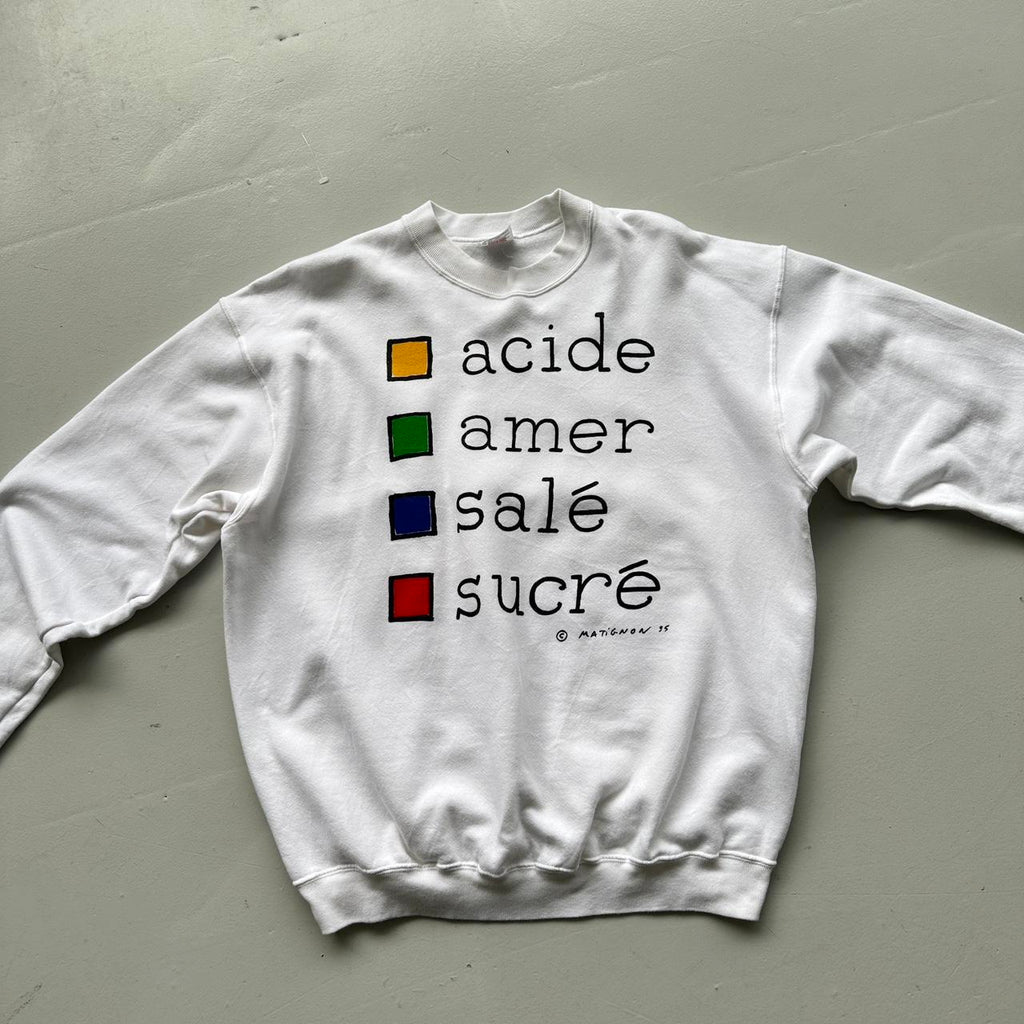 White French Sour Bitter Salty Sweet Cooking 90’s Vintage Graphic Sweatshirt - XL