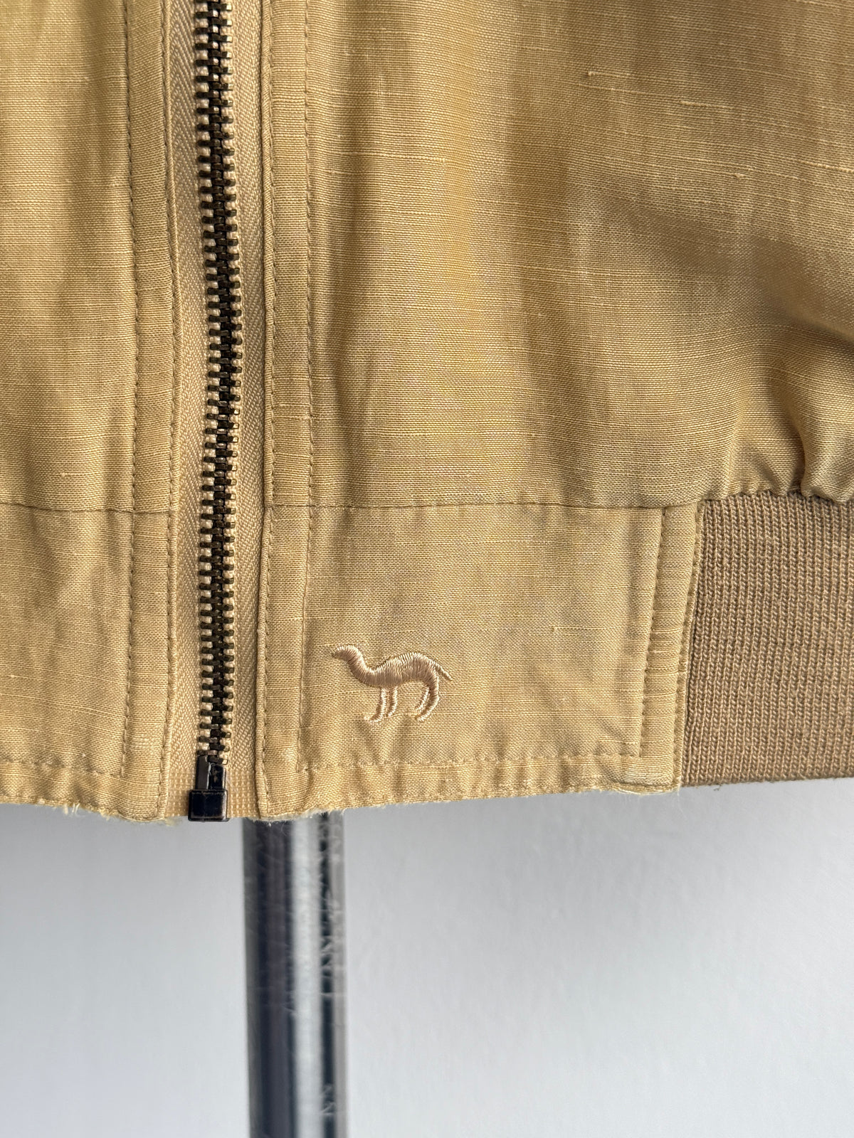 Camel Collection Silk Linen 90's Vintage Bomber Jacket - Large