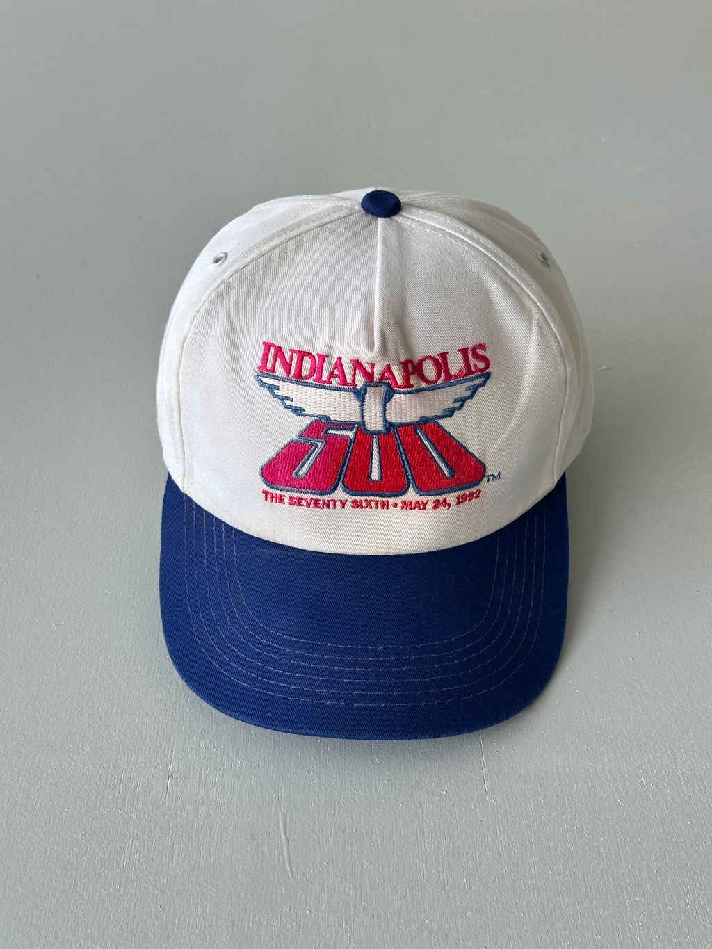 White / Navy Indianapolis 500 1992 Vintage SnapBack Trucker Cap