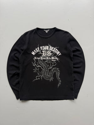 Black  Make Your Own Destiny Y2K Vintage Dragon Graphic Long Sleeve Top - M