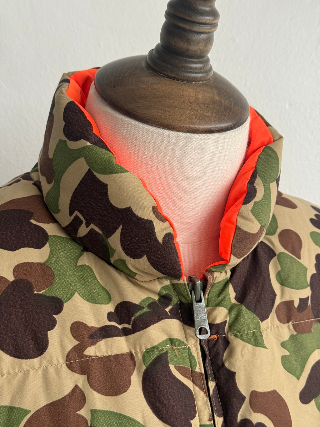Cabela's Camo & Blaze Orange Reversible 80's Vintage Hunting Puffer Jacket - XL