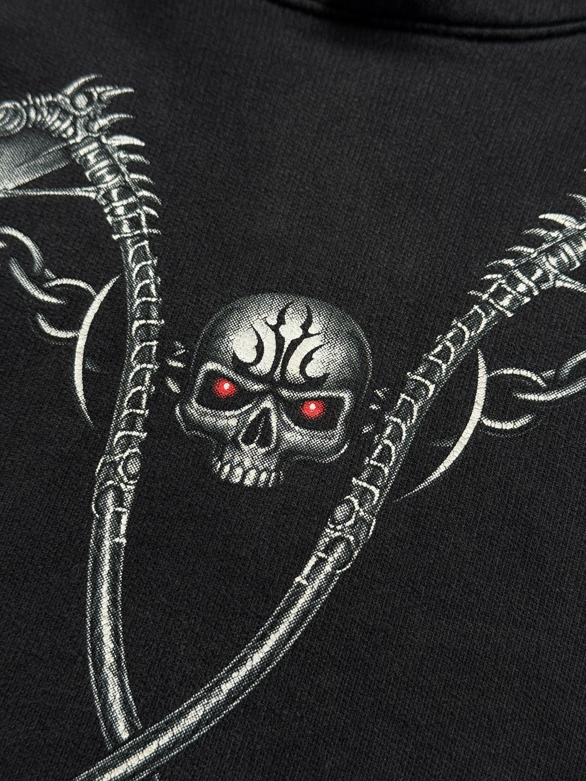 Rock Eagle Black Gothic Skull Scythe Y2K Vintage Hoodie - Small