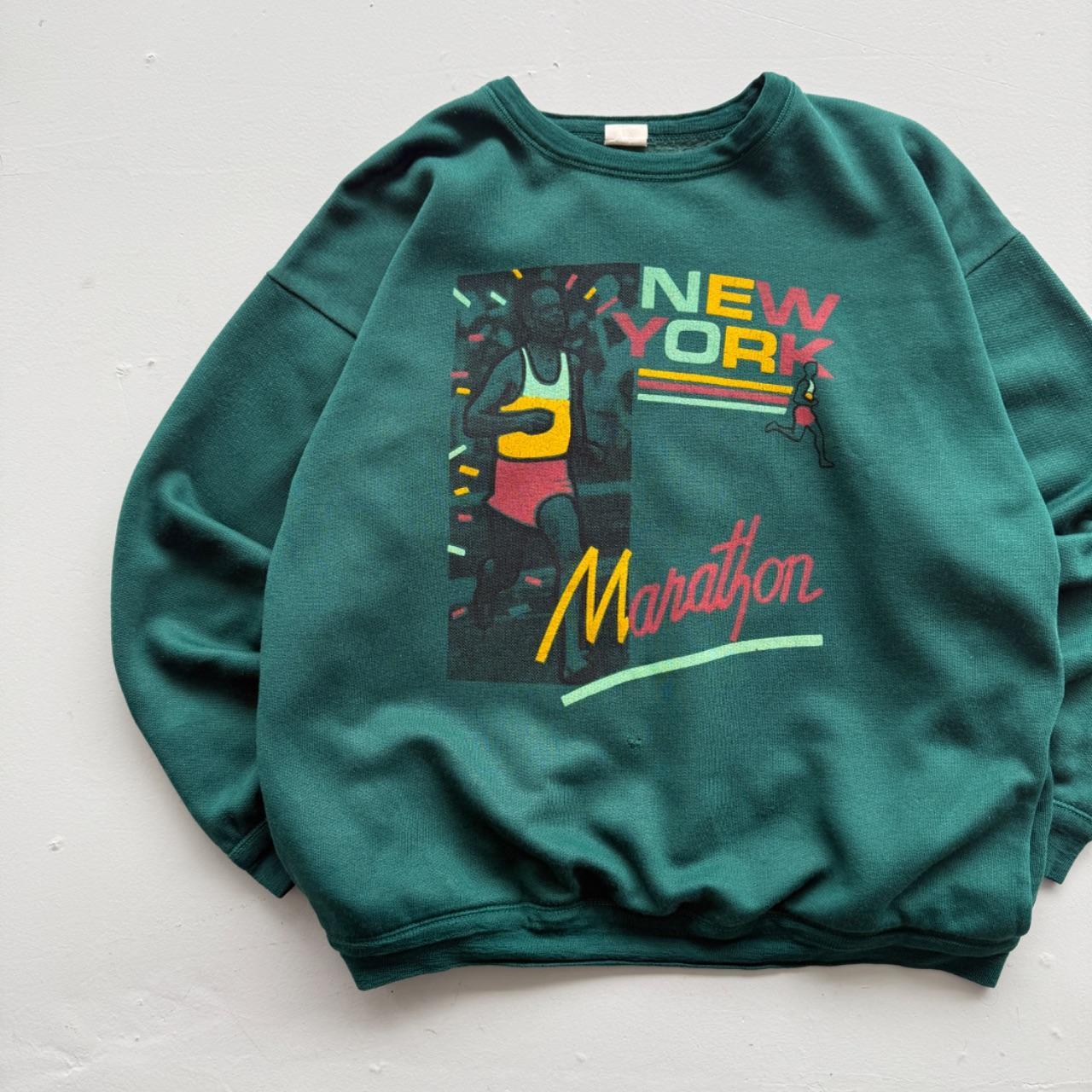 Green New York Marathon 90s Vintage Graphic Sweatershirt - Small