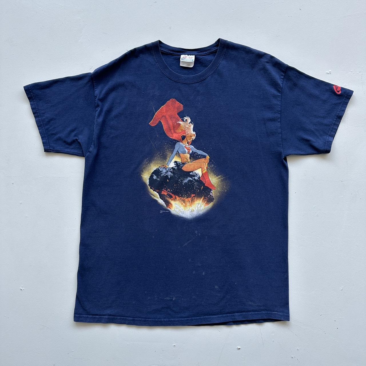 Navy Super Woman 00s Vintage T-shirt - XL