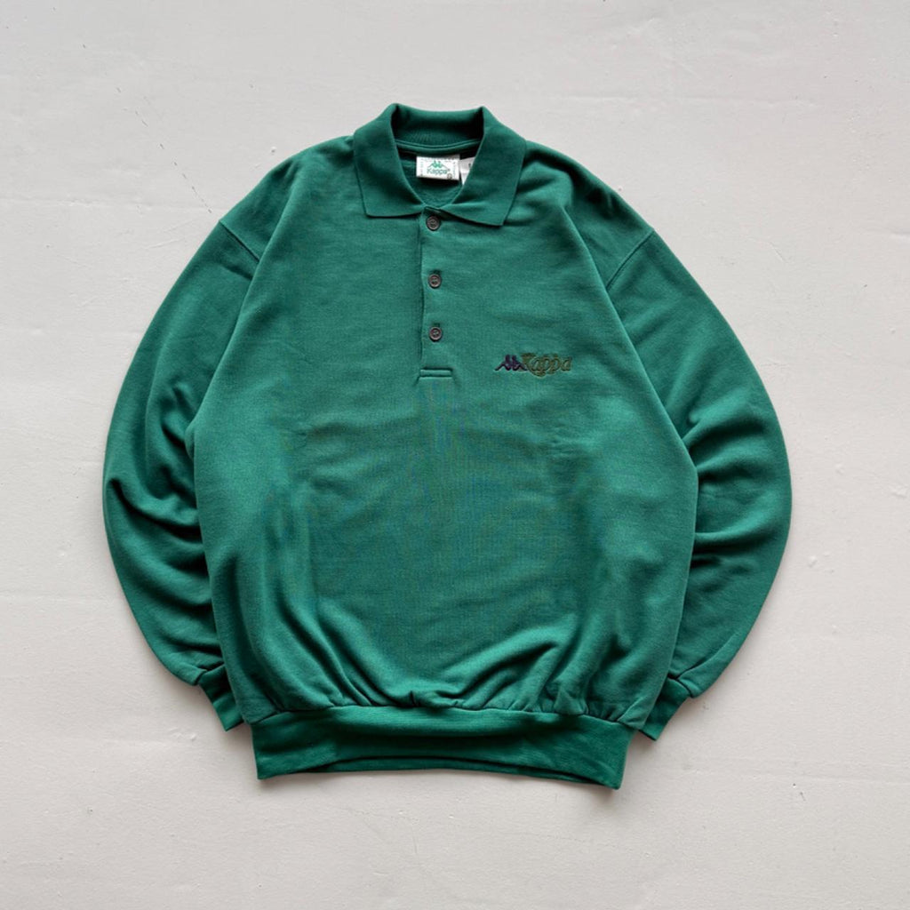 Green Kappa 90's Deadstock Polo Sweatshirt - XL