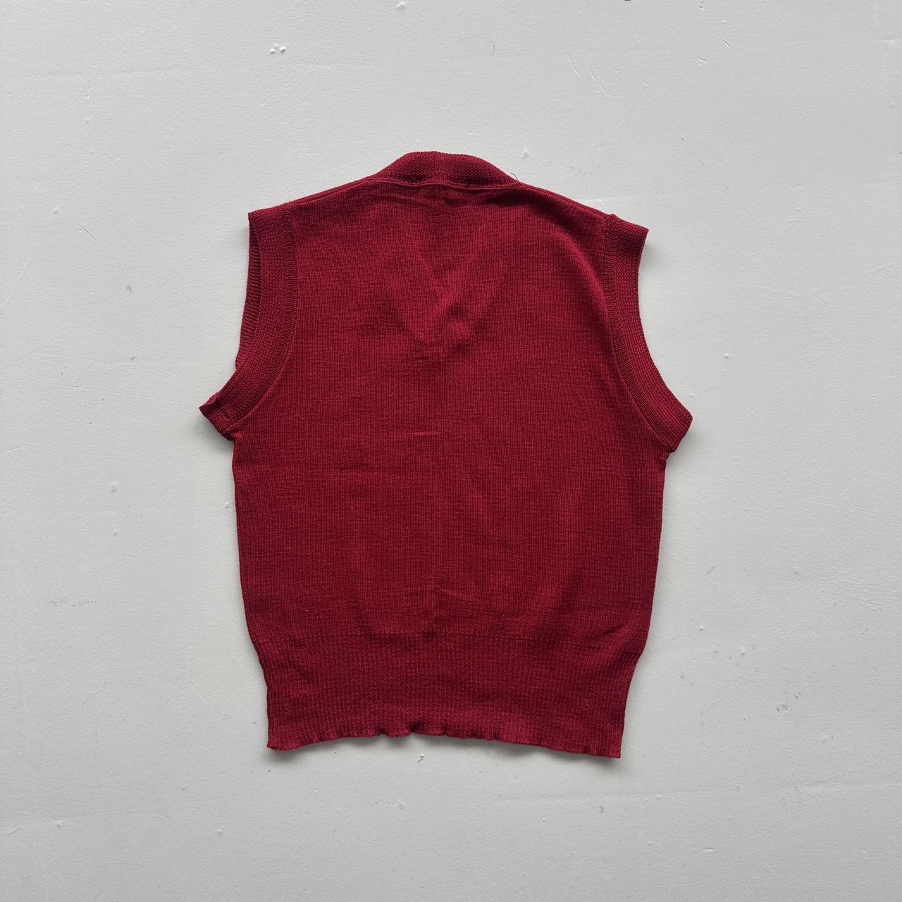 Red Pure Wool Scotch Knit Vintage 60s Sweatshirt Vest - Small