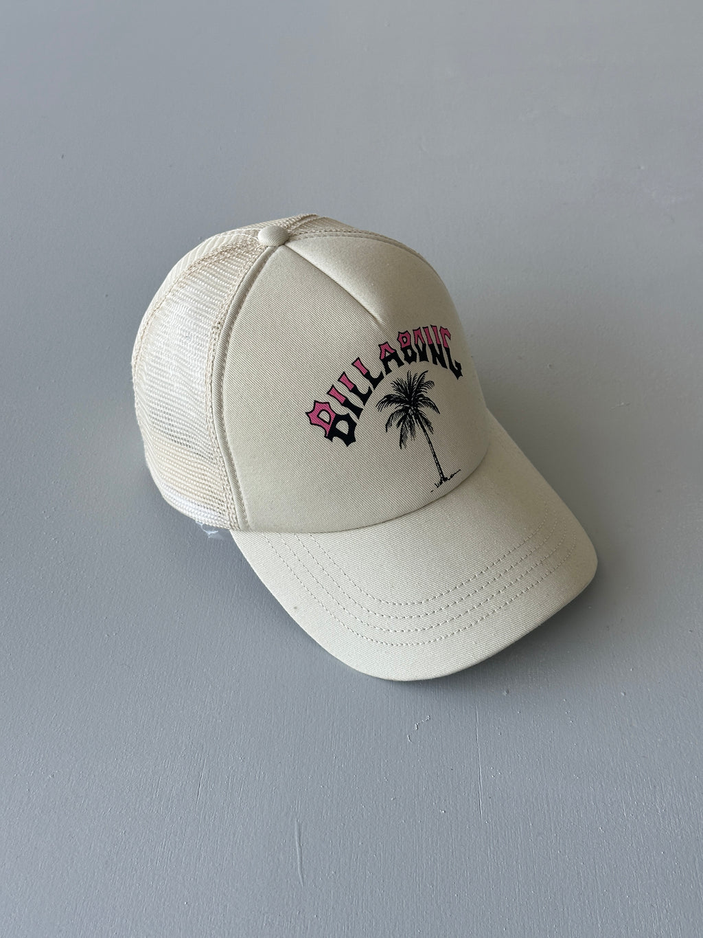 Cream Billabong Palm Tree Vintage Mesh SnapBack Trucker Cap