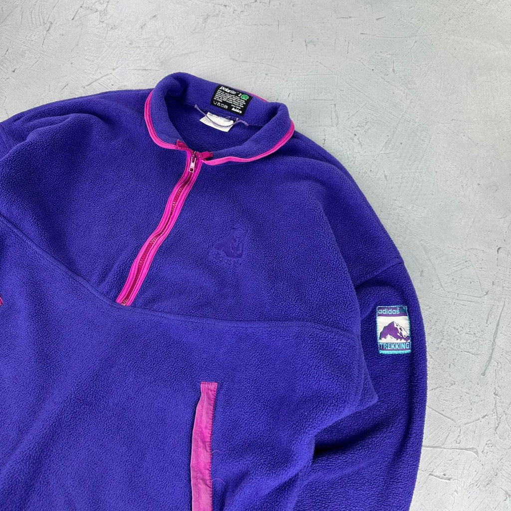 Purple Fleece Adidas Trekking 90s vintage Quarter-zip Sweatshirt - XL