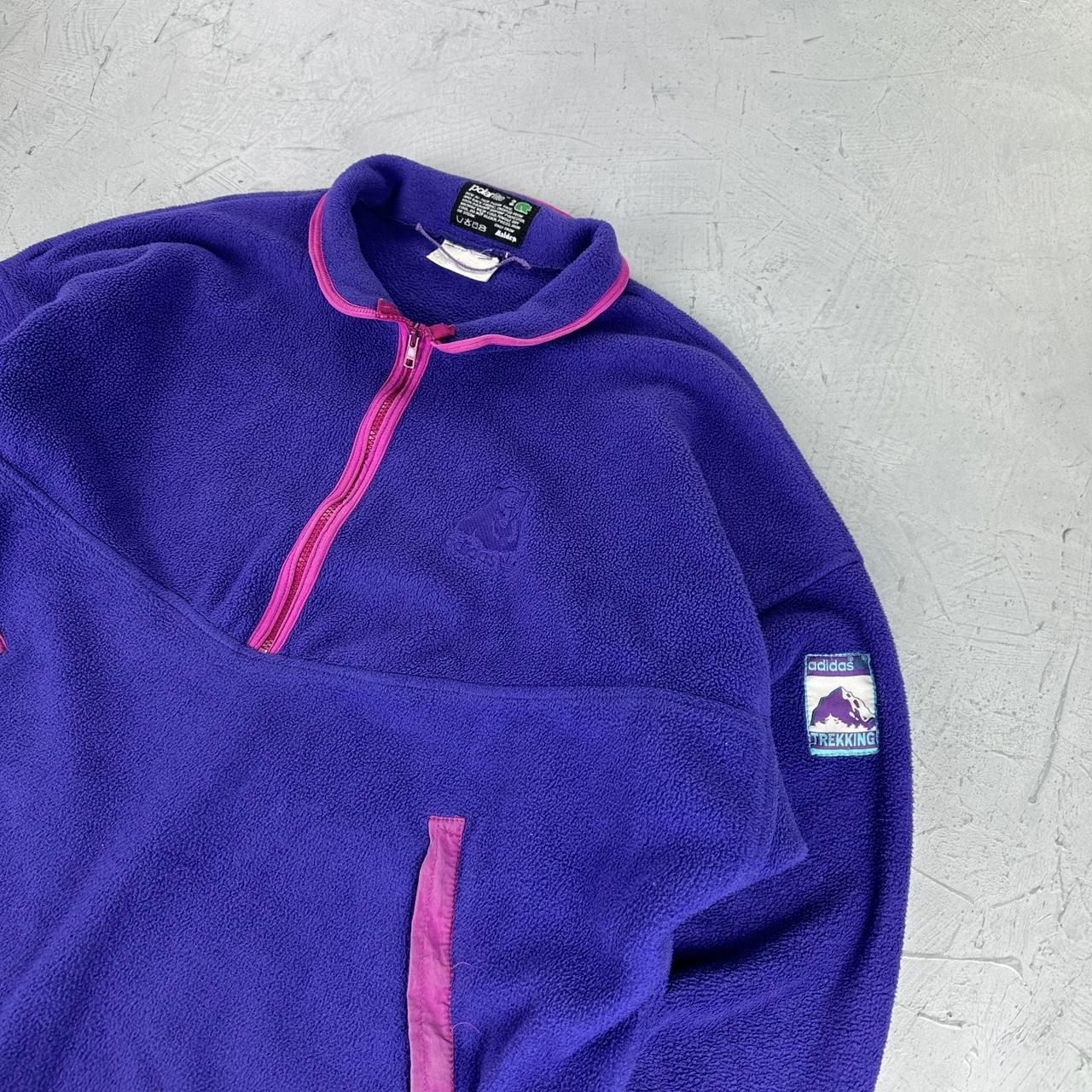 Purple Fleece Adidas Trekking 90s vintage Quarter-zip Sweatshirt - XL