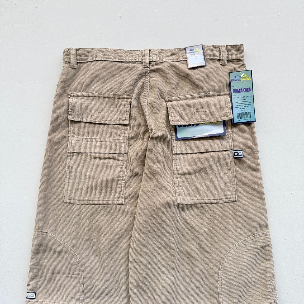 Cream Corduroy Criminal Damage 00's Vintage Cargo's - 36” x 32”