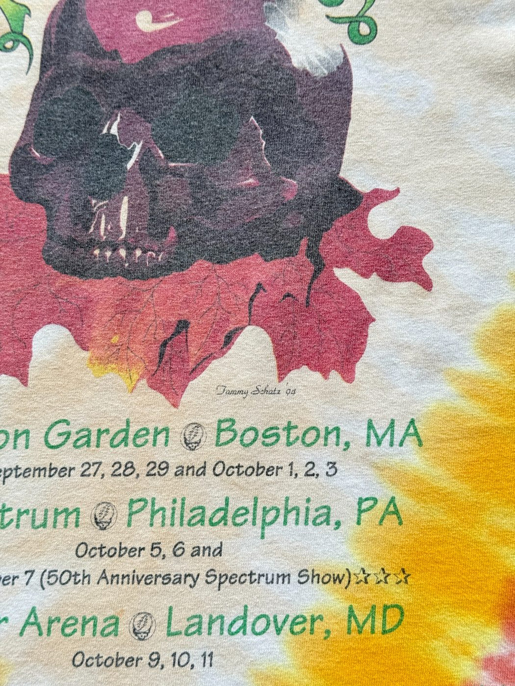 Grateful Dead Fall Tour 1994 Tie-Dye Vintage Graphic T-Shirt - Large